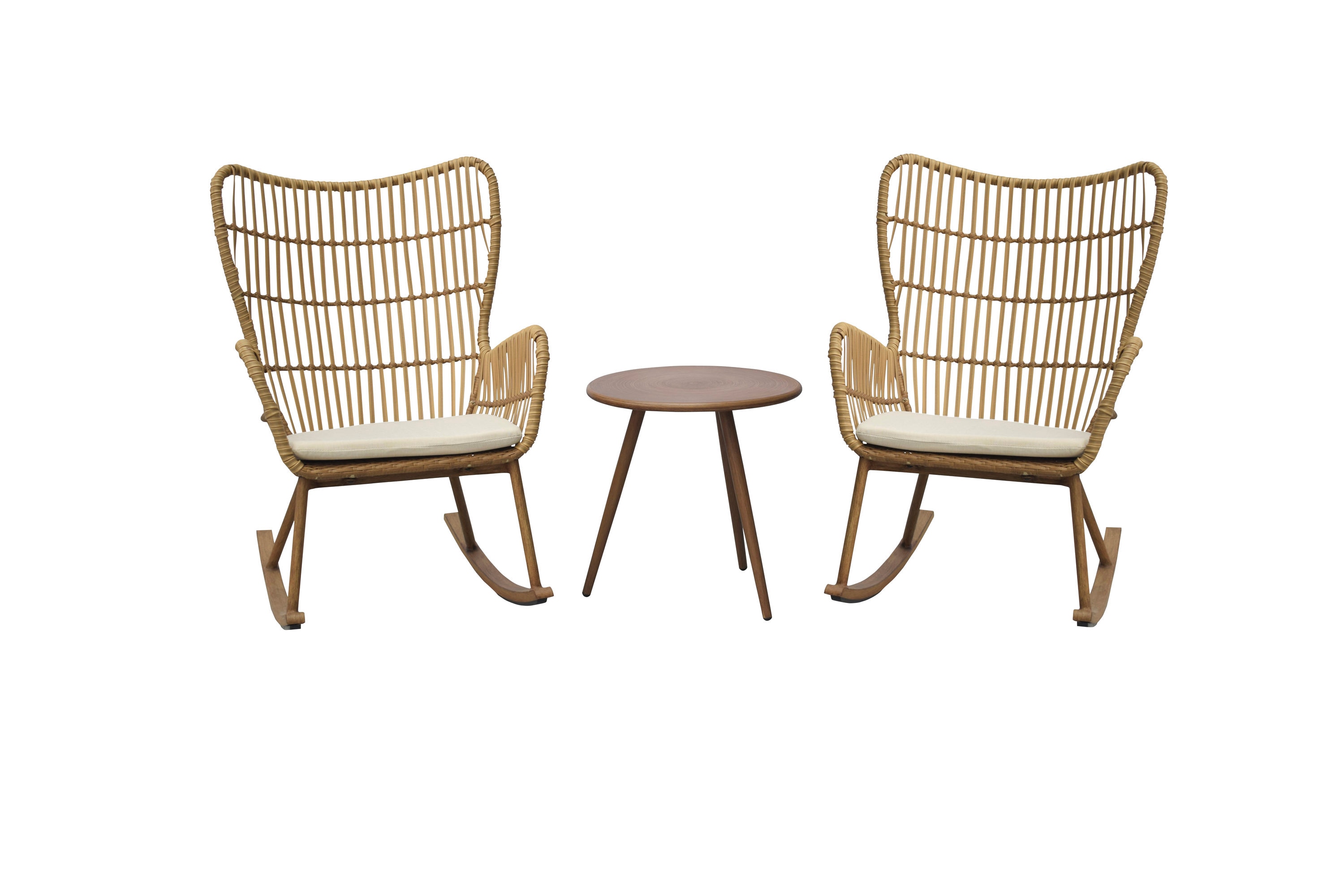 Style Selections Lynton 3-Piece Woven Patio Conversation Set with Off-white  Cushions at