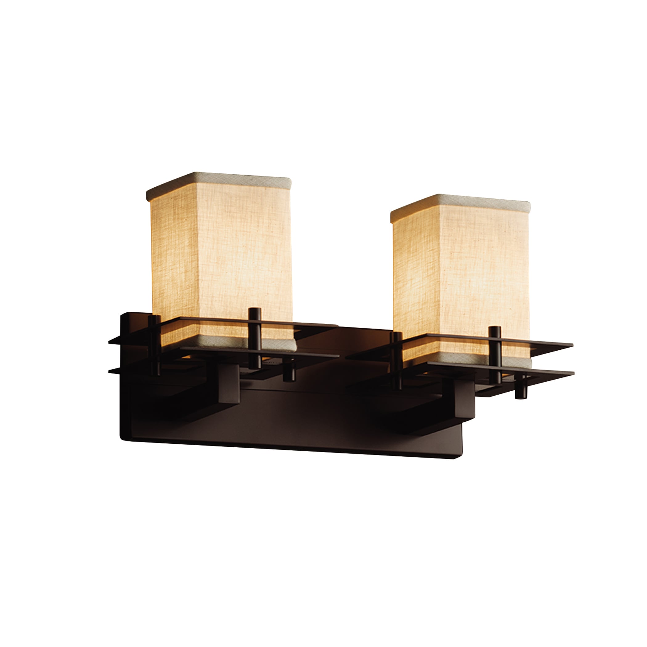 Justice Design Group FAB-8172-15-CREM-DB Textile 16.5-in 2-Light Dark Bronze Transitional Vanity Light