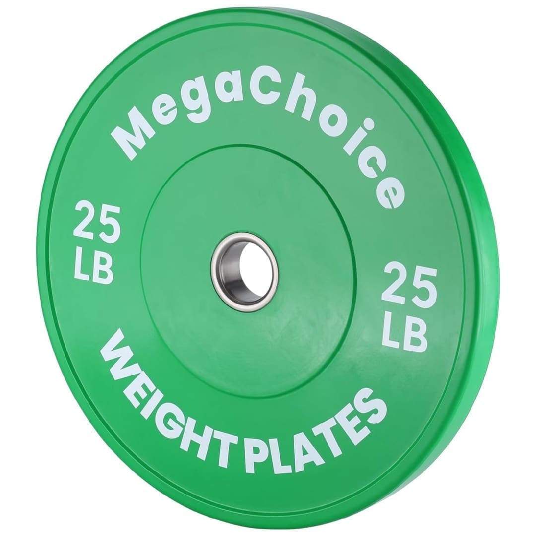 Qeetex NL-POU-3AKVHNHL Green 25LB Premium Rubber Bumper Plate with Embossed Markings