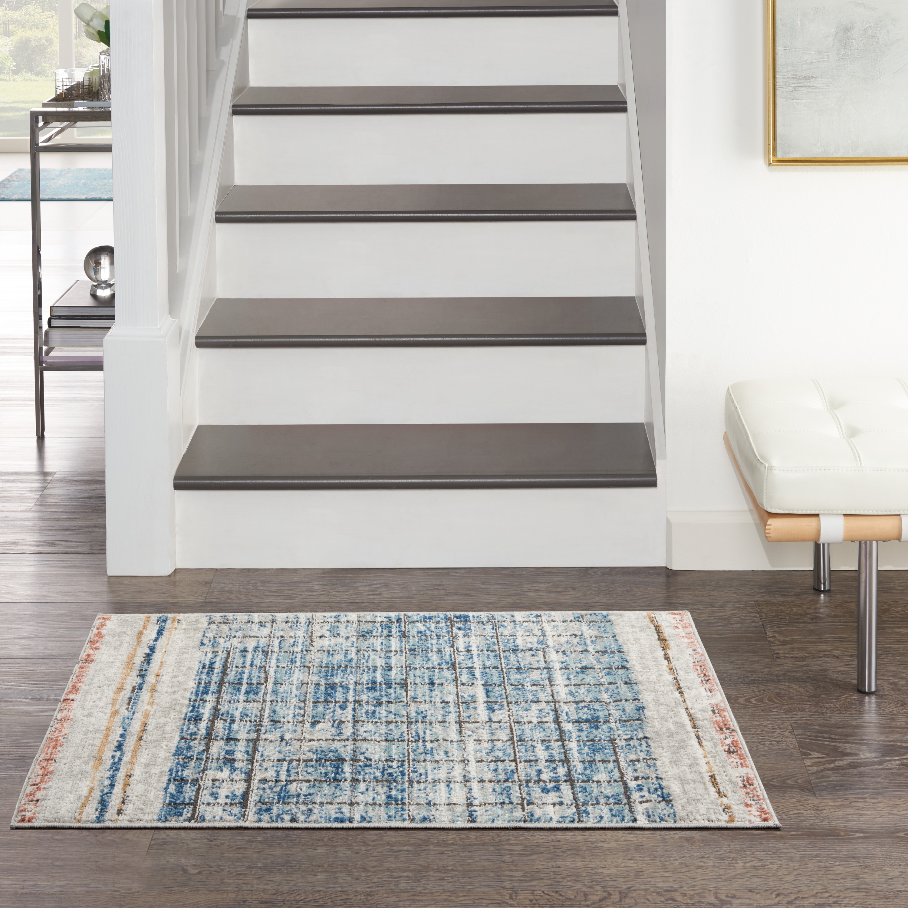 Nourison 099446822468 Concerto 2 x 4 (ft) Loomed Polypropylene Blue Rectangular Indoor Abstract Area rug