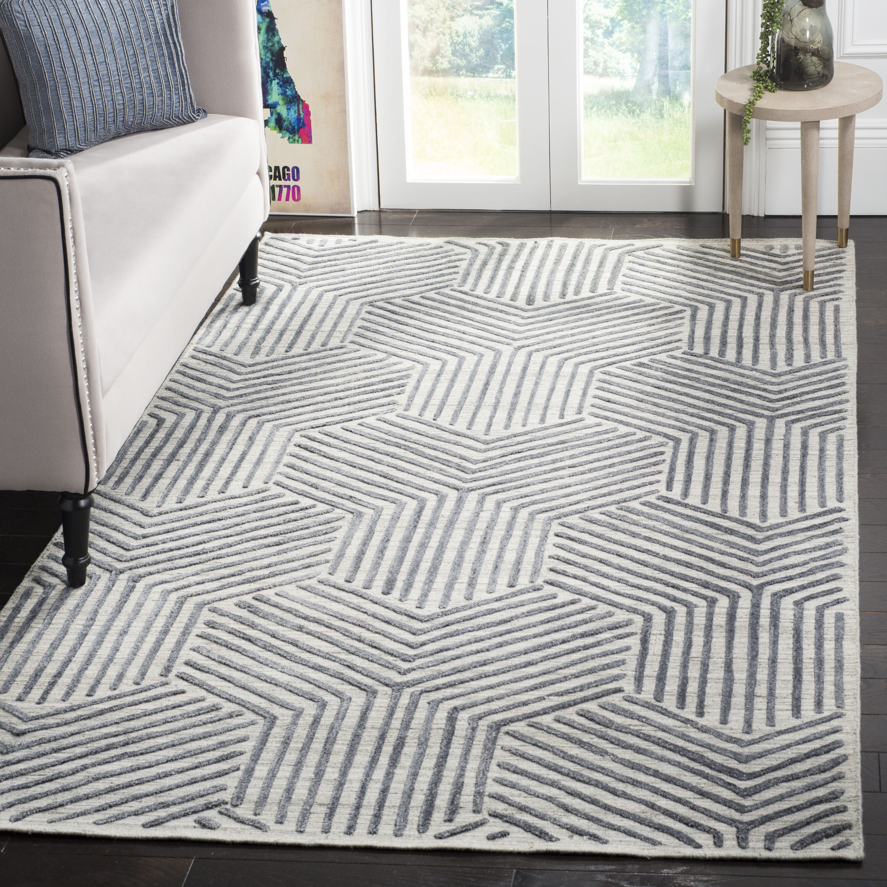  Mirage 351 Light Gray/Charcoal Contemporary 5ft x 8ft Medium Rectangle Rug