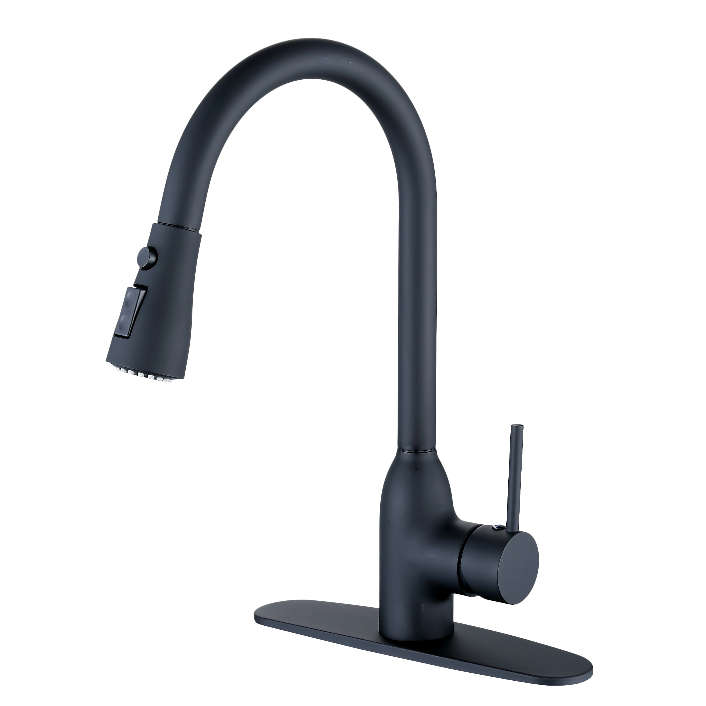 Runfine Birmingham Matte Black Single Handle High-arc Kitchen Faucet with  Deck Plate in the Kitchen Faucets department at