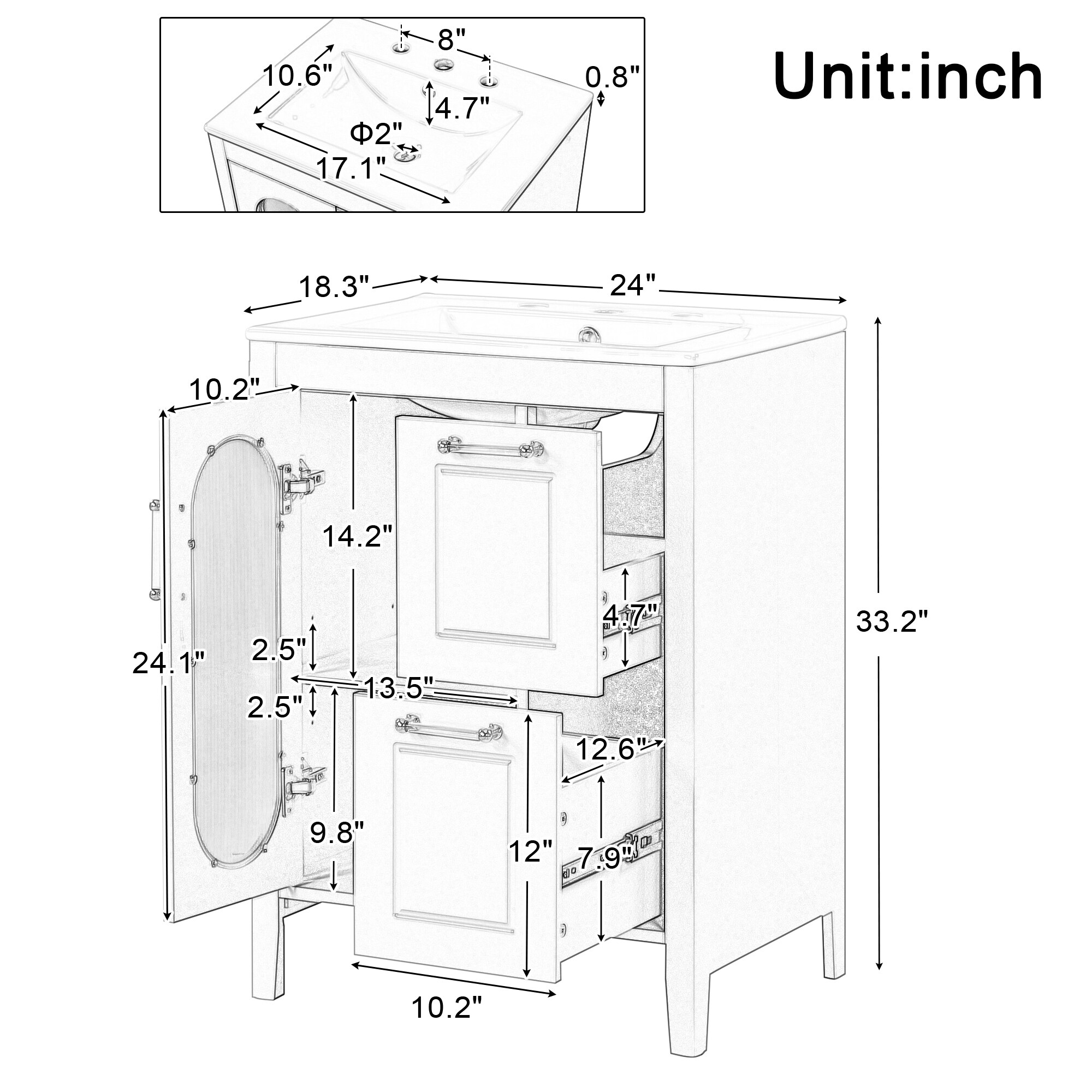 WELLFOR NIE-N7VT004-G Bath-Vanity-Combo - View #7