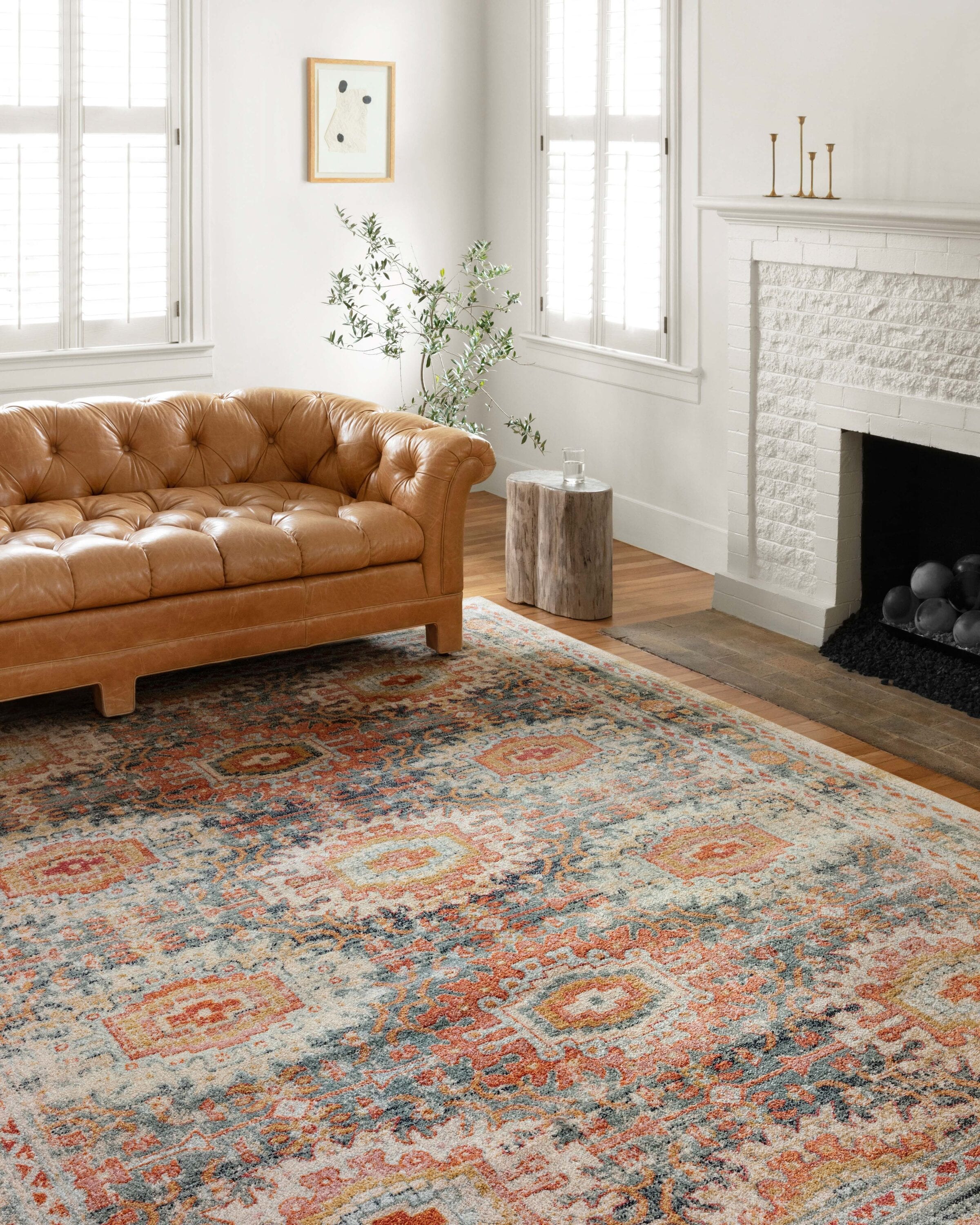 4' x 6' Blue Reversible Stain-Resistant Synthetic Oriental Rug