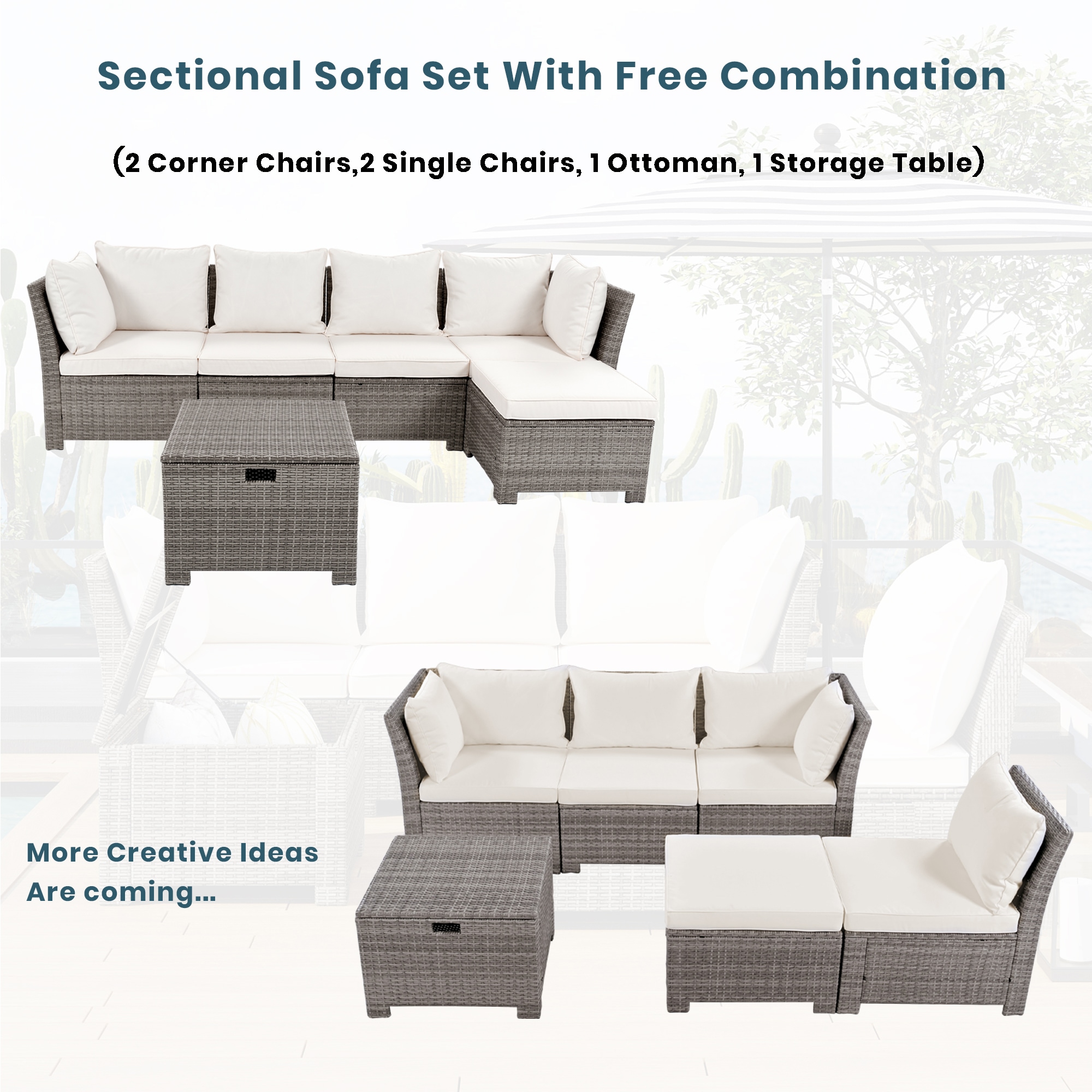 CASAINC CEW-HZ008-BR Patio-Conversation-Sets - View #6