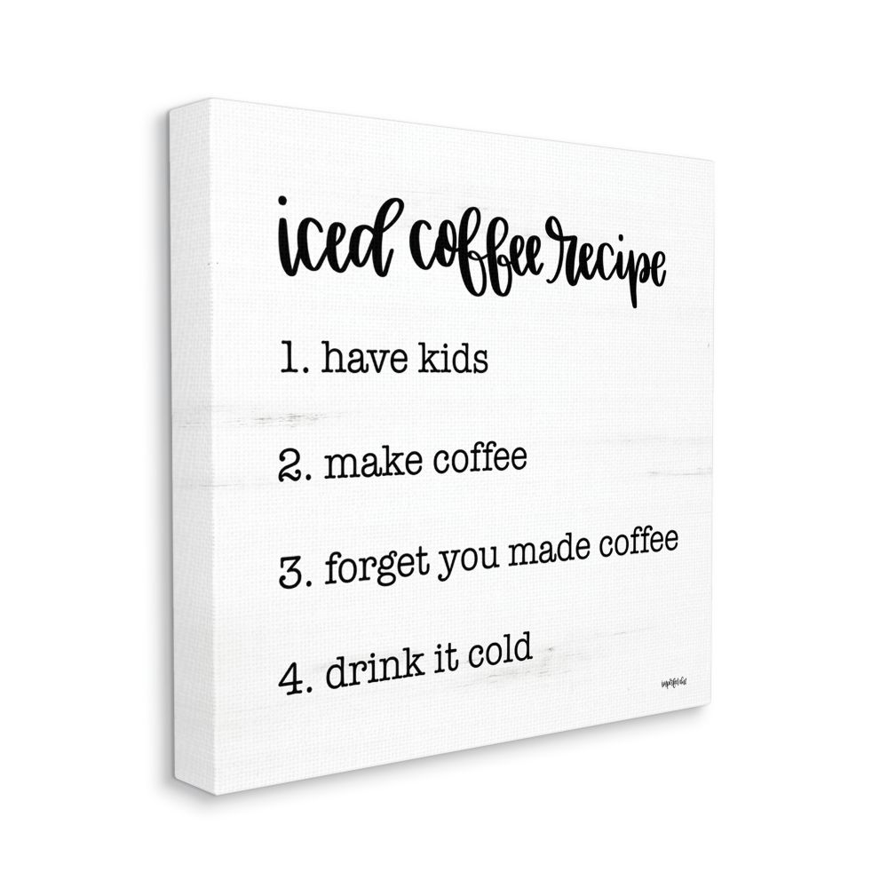 Stupell Industries AB-646-CN-24X24 Iced Coffee Recipe For Parents Family Humor Imperfect Dust 24-in H x 24-in W Inspirational Print on Canvas