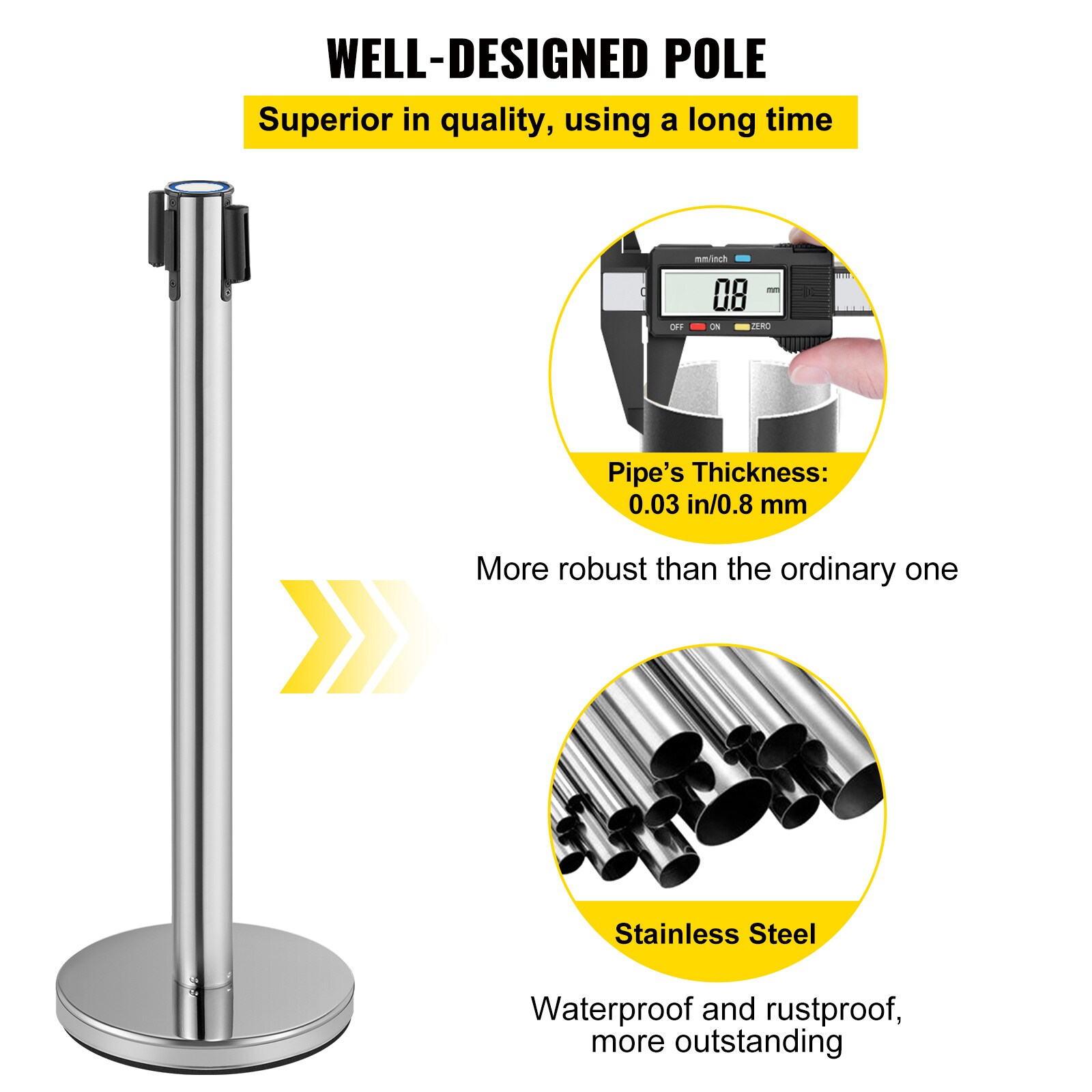 6-Piece Crowd Control Stanchion Set With 2m Red Ropes - Event & Queue Management