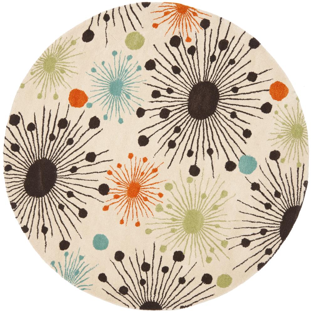 Safavieh SOH747A-6R Soho Mote 6 x 6 (ft) Tufted Wool Ivory/Multi Round Indoor Abstract Area rug