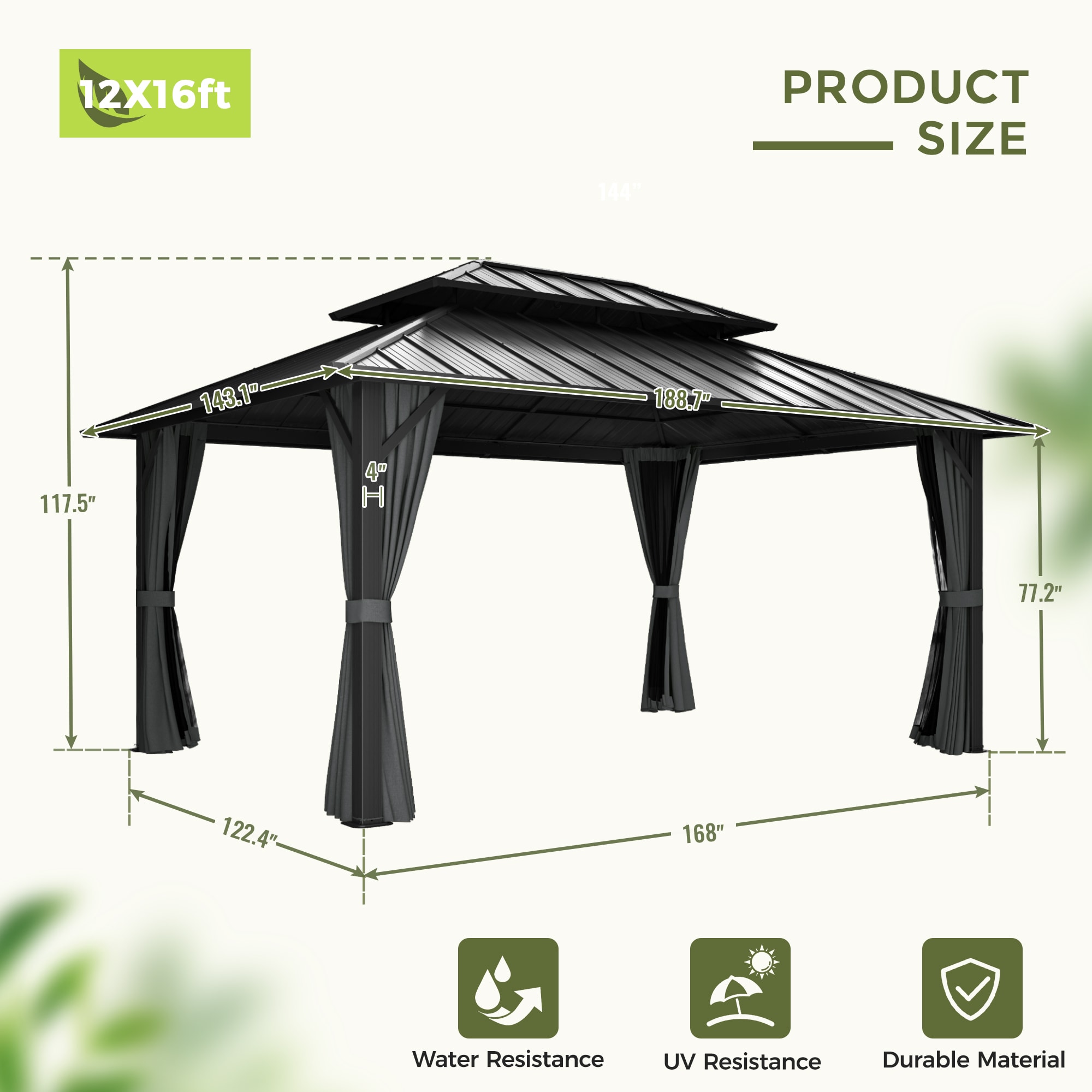  EL-ZPTPSJ-1216-H-WL3 Wood-Resin-Gazebos - View #2