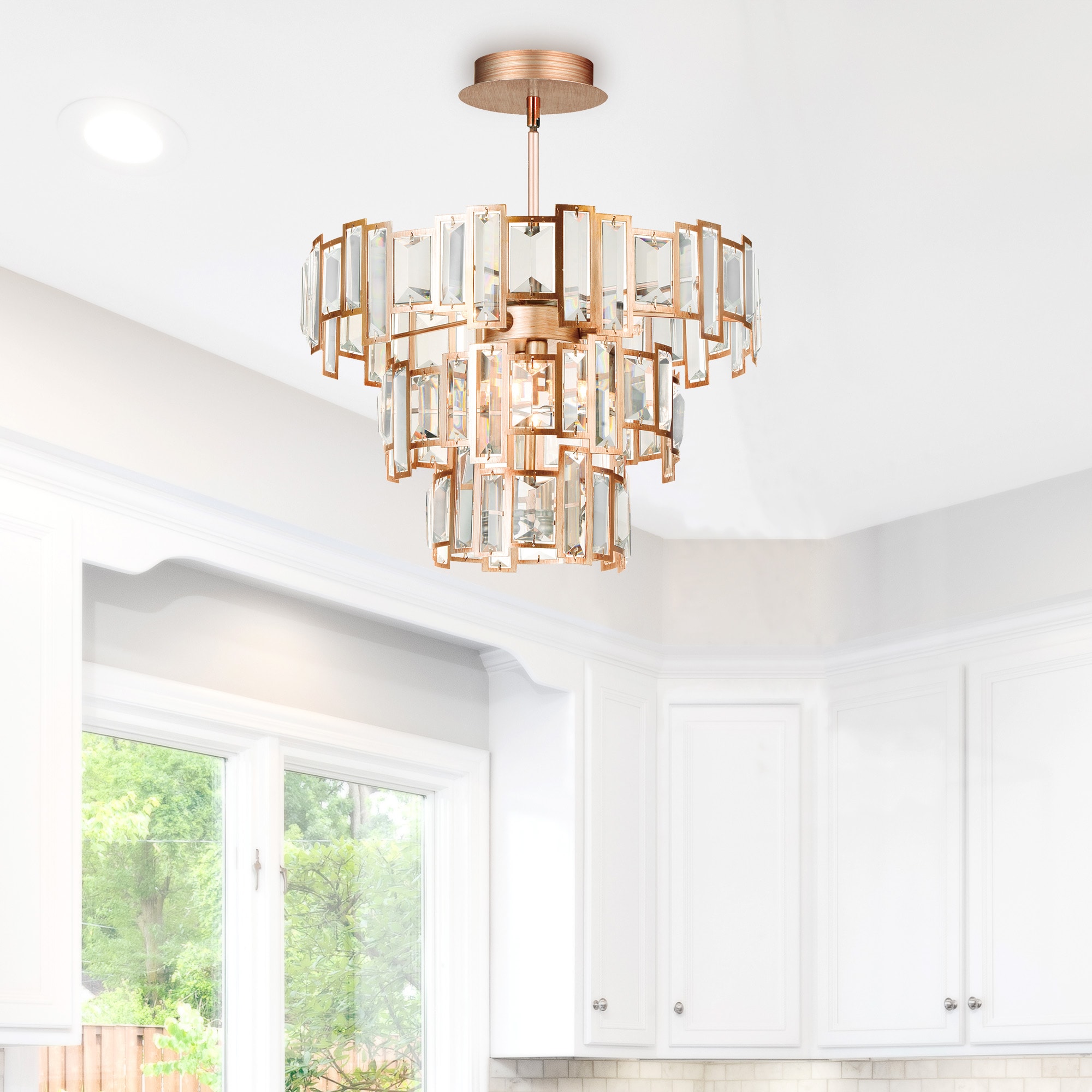 CWI Lighting 9903C18-5-193 Quida 5-Light 18-in Champagne Flush Mount Light