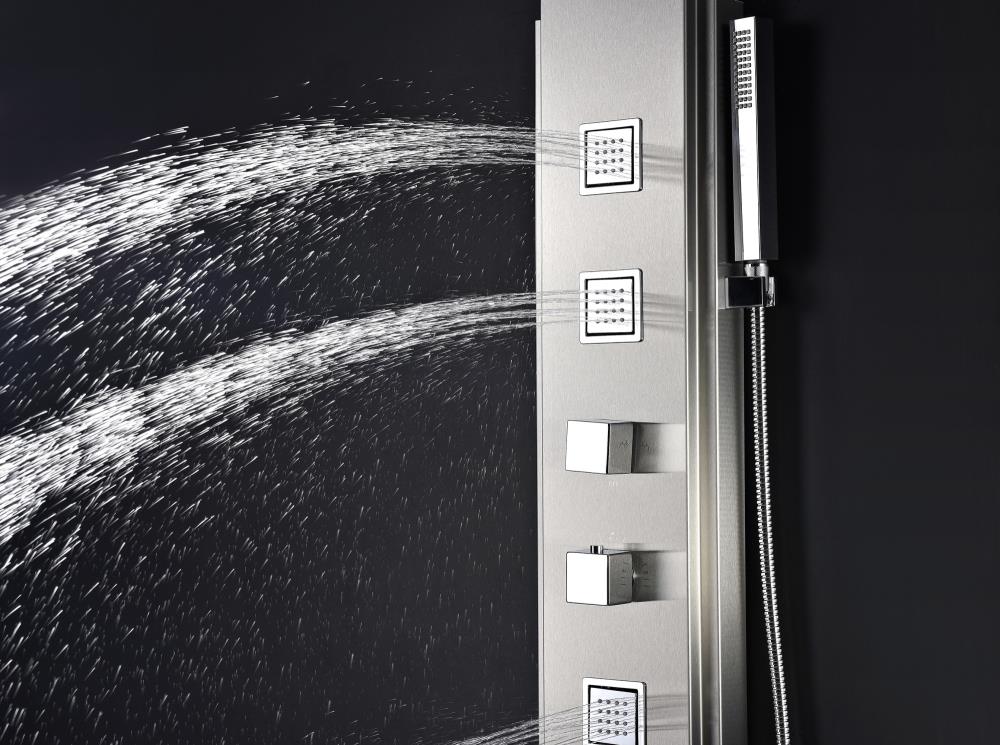 ANZZI Visor Brushed Steel Waterfall Shower Panel System with 3-way 