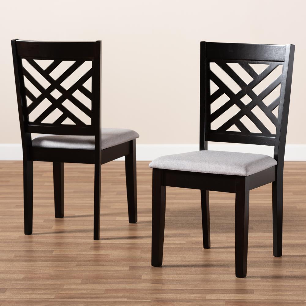 Espresso & Gray Upholstered Parsons High-Back Side Chair