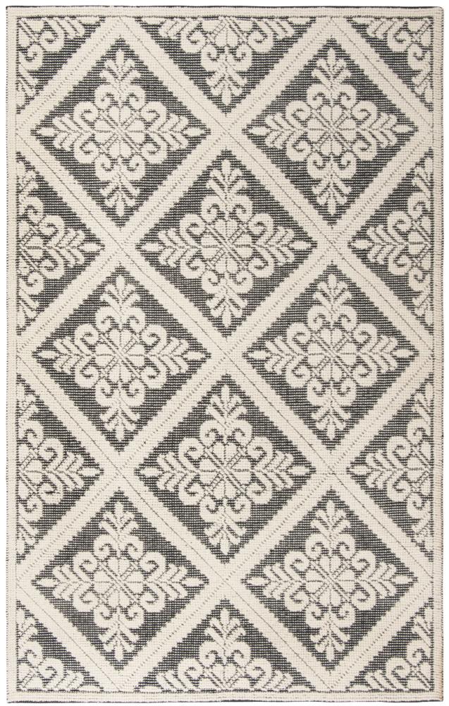 Safavieh VRM306Z-5 Vermont Putney 5 x 8 (ft) Wool Ivory/Black Rectangular Indoor Floral/Botanical Area rug