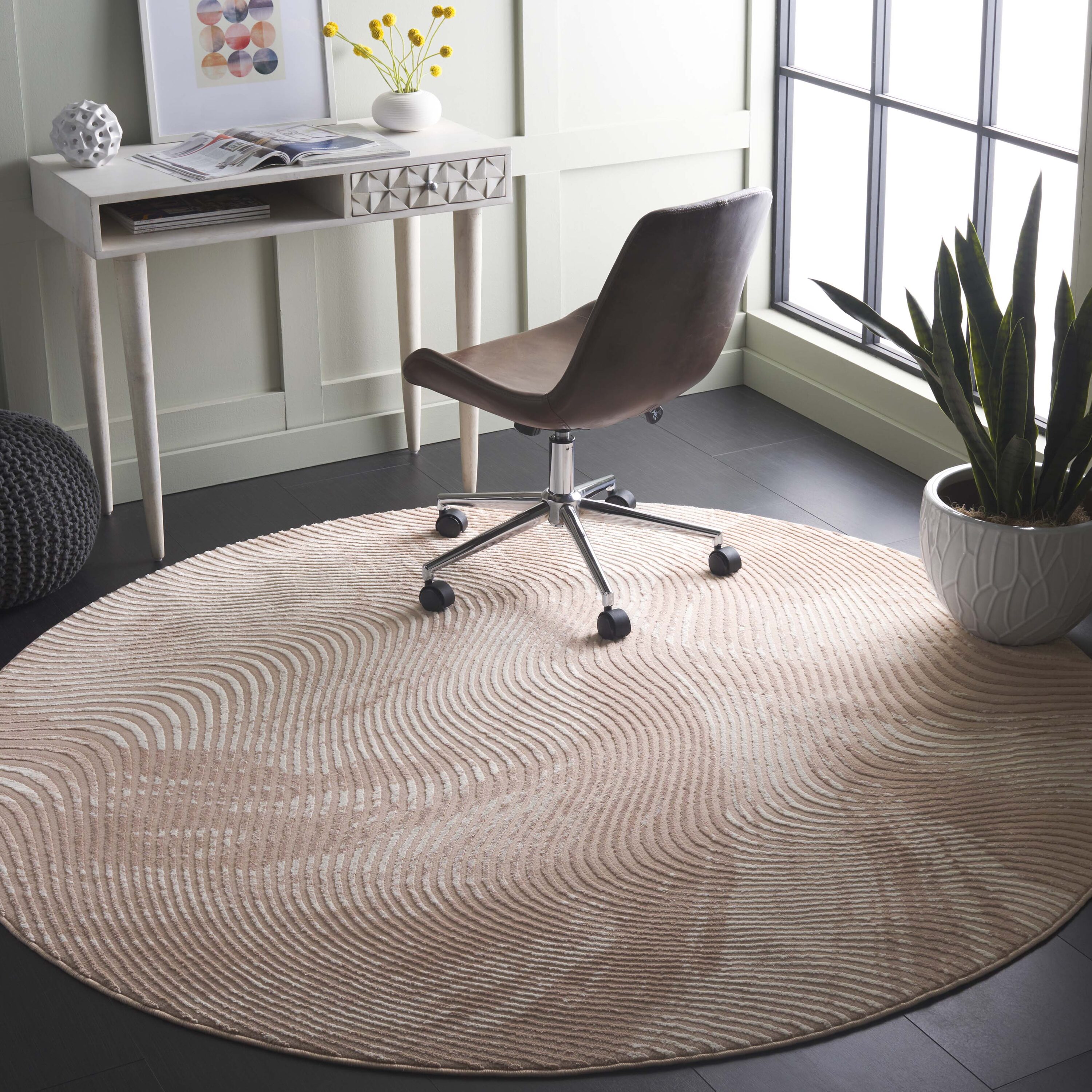 Revive 112U Pink / Ivory 7 X 7 Round Area Rug