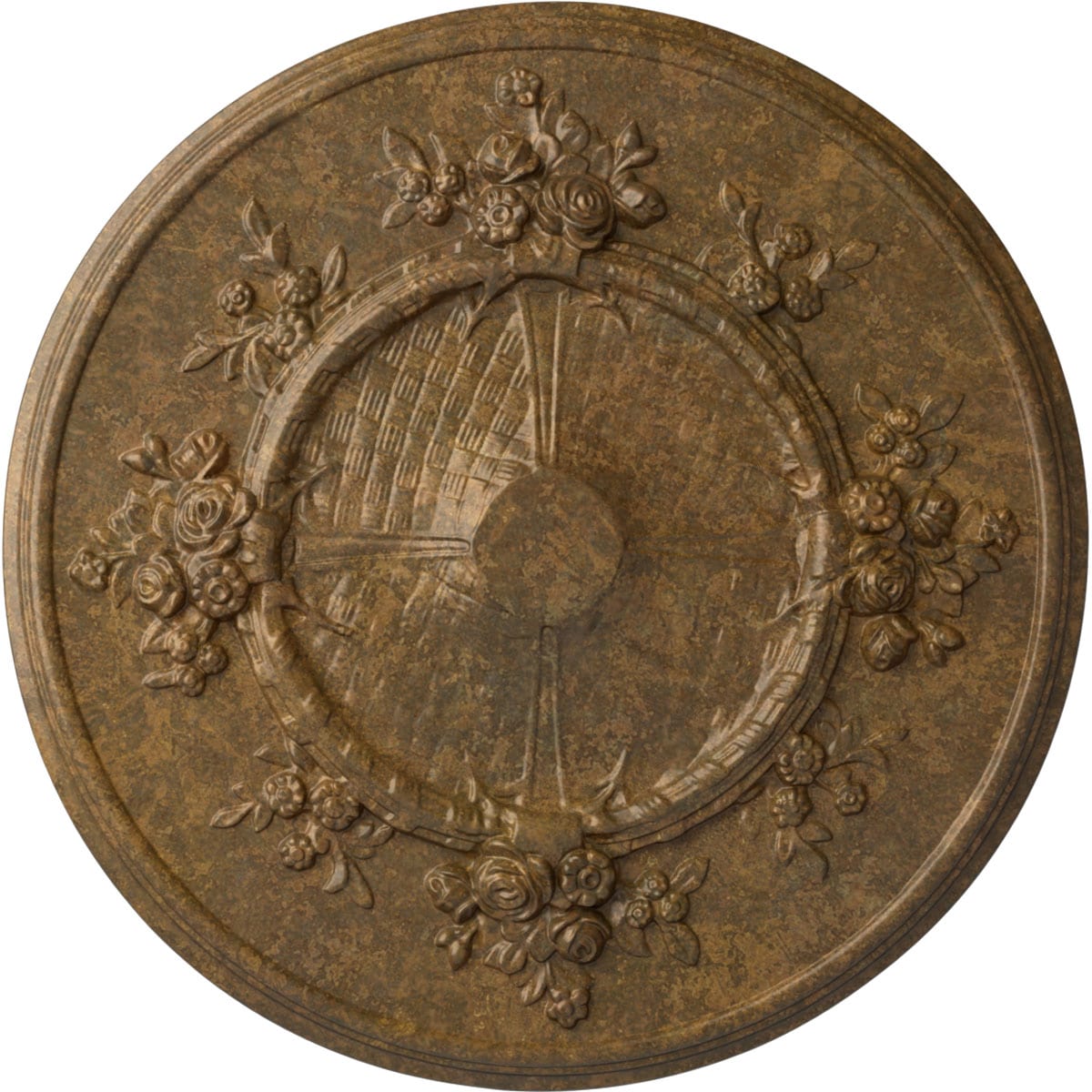 Ekena Millwork CM27FLRZS Flower 27-in W x 27-in L Painted Rubbed Bronze Polyurethane Whole Ceiling Medallion
