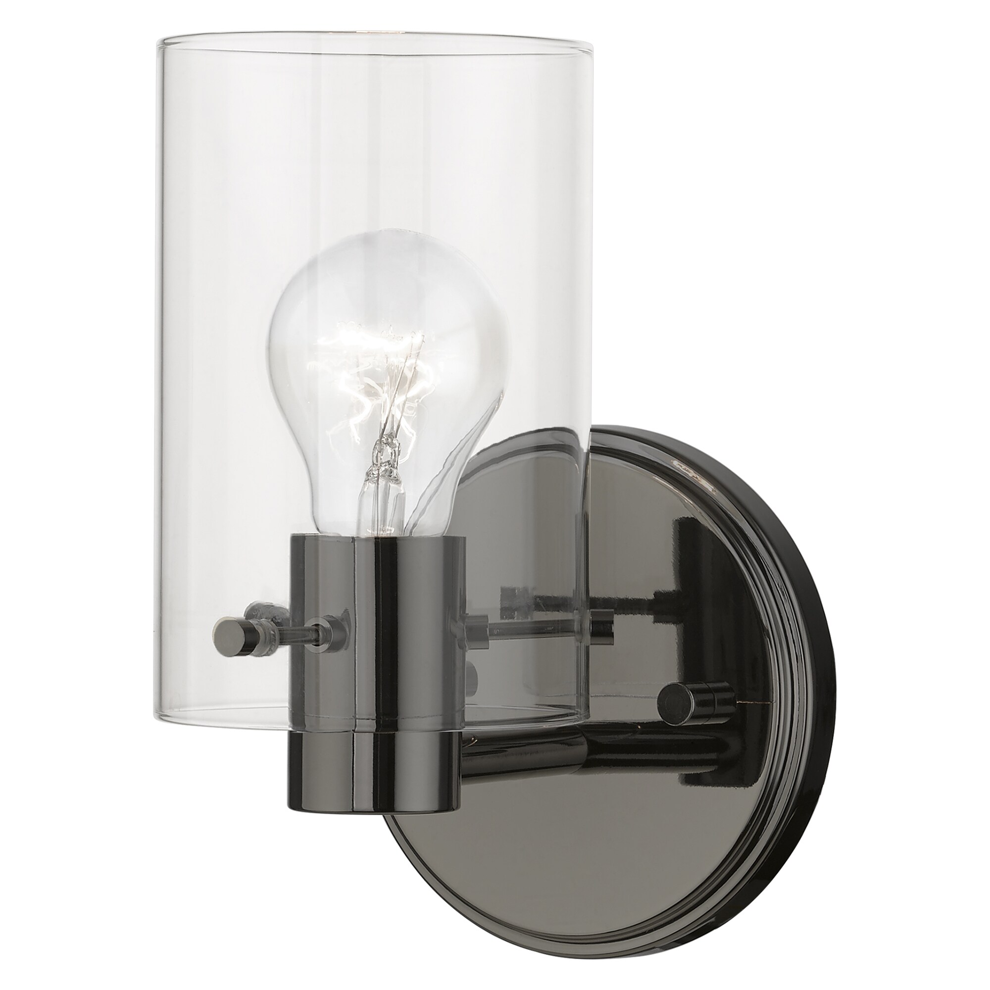 Munich 5-in W 1-Light Gloss Black Modern/Contemporary Incandescent Wall Sconce | - Livex Lighting 17231-46