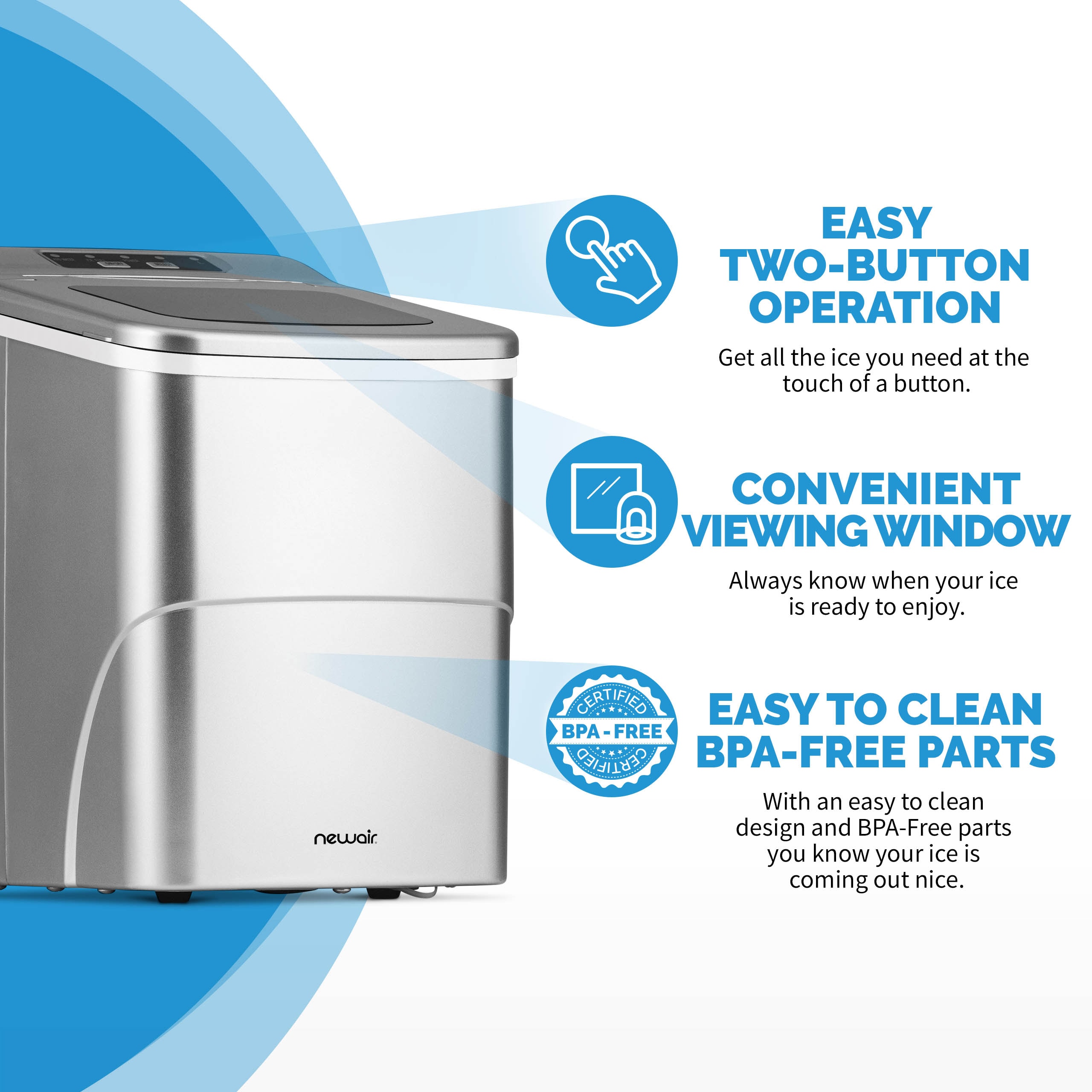 Newair 26 lb Silver Portable Countertop Ice Maker