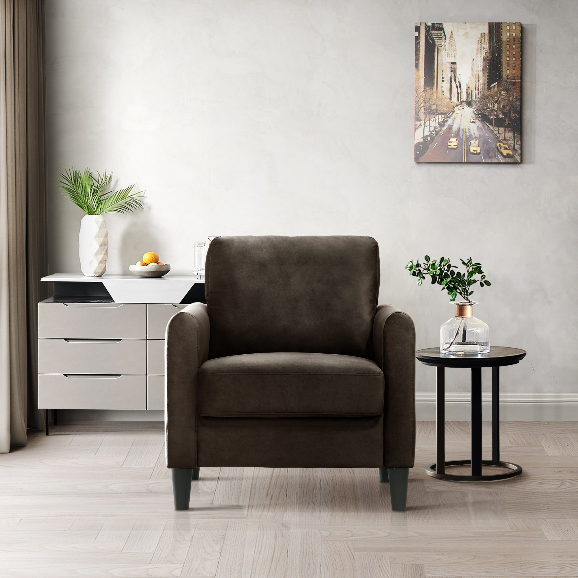 Home Design 30027-121 Modern Brown Velvet Accent Chair