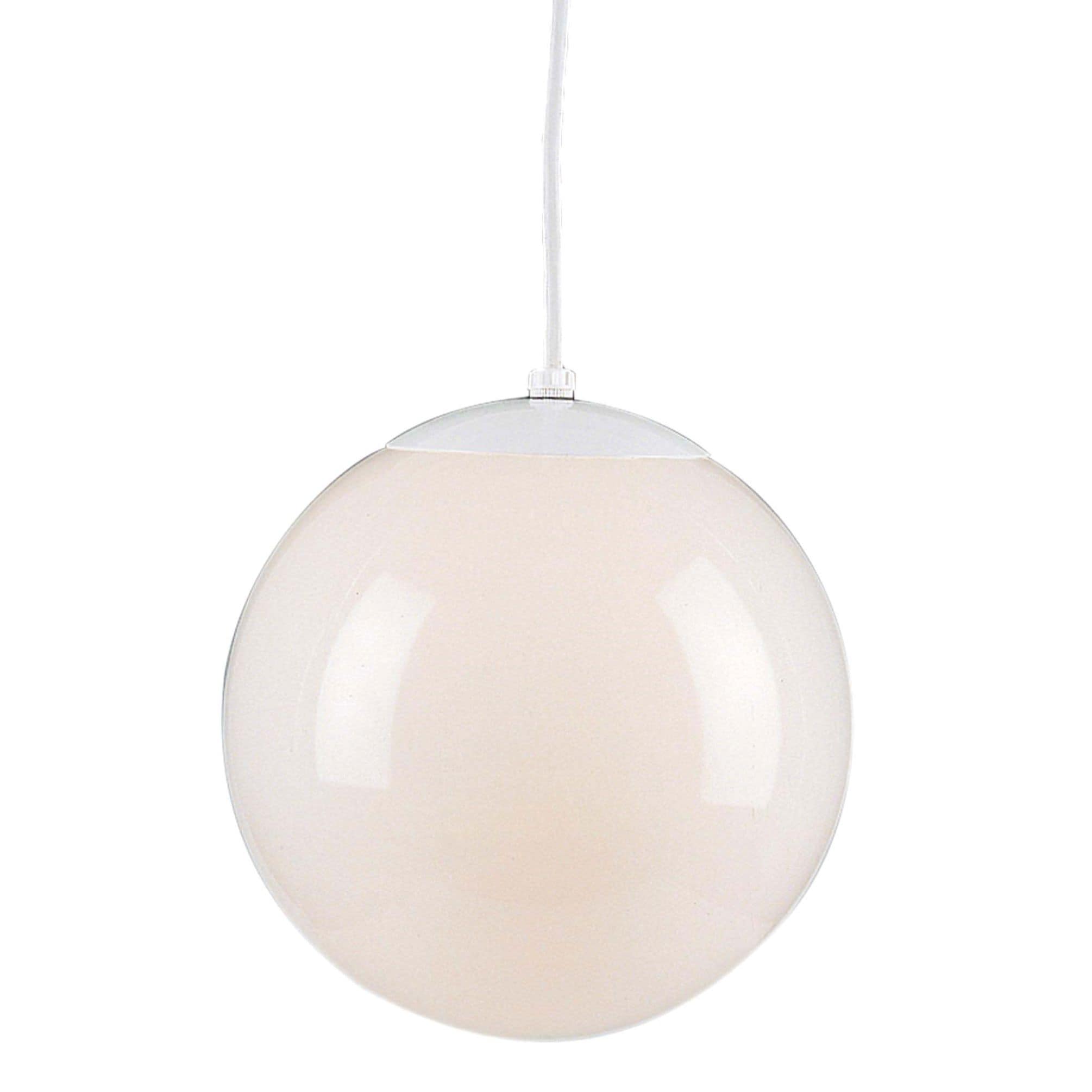 White Opal Glass Globe Pendant Light with Adjustable Cord