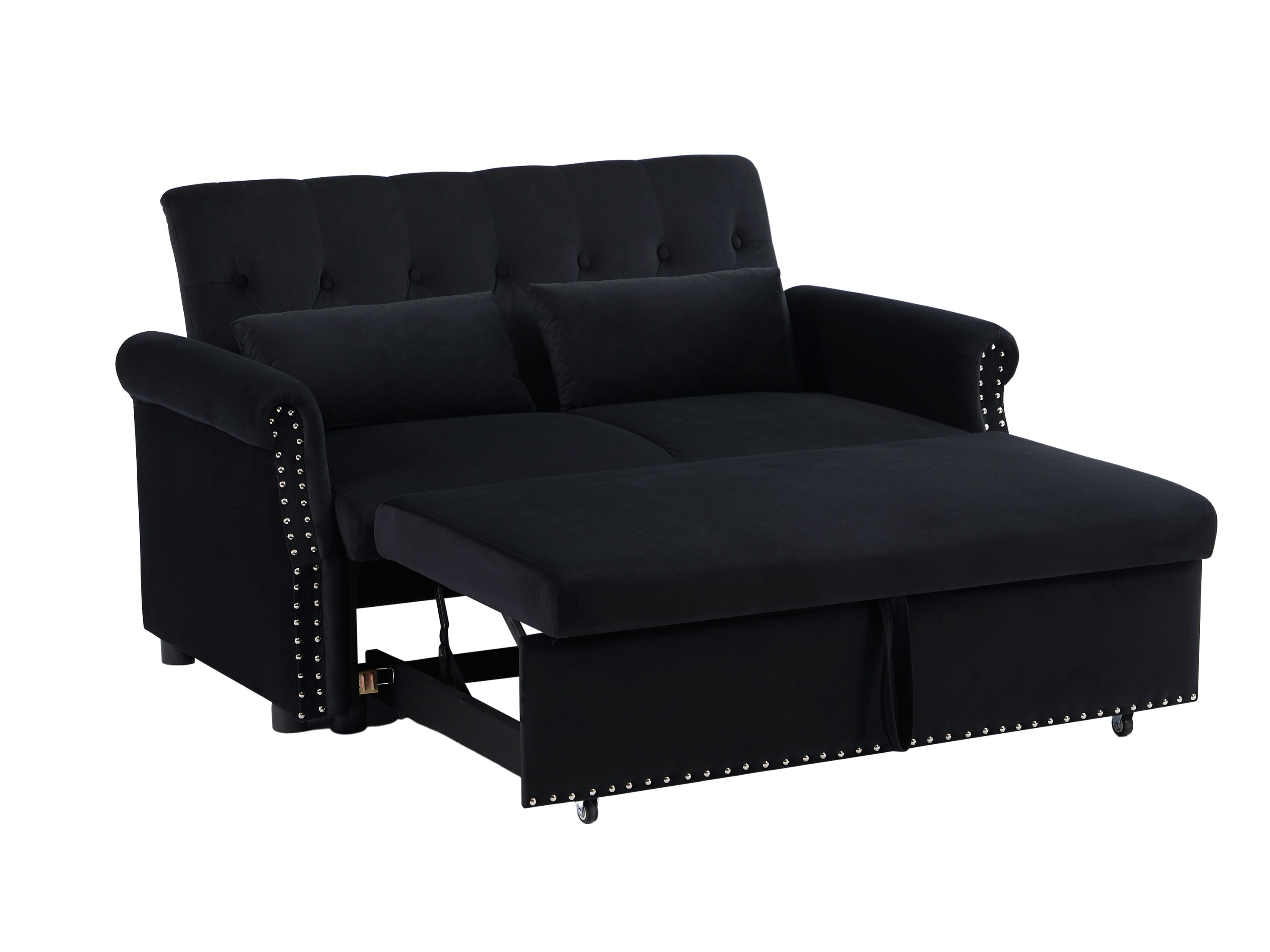 Runesay Sofa Bed Black Contemporary/Modern Velvet Twin Sofa Bed In The ...