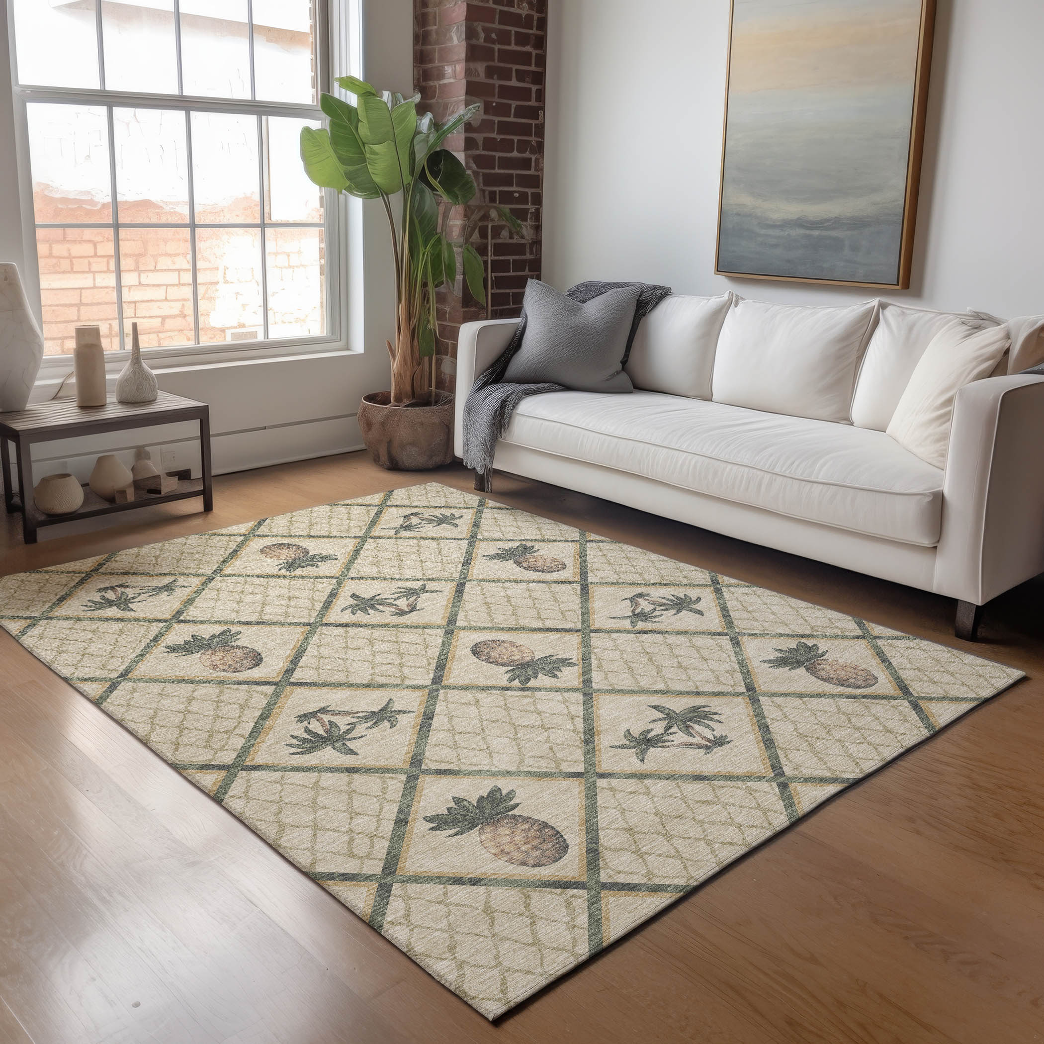 Addison Rugs AMF162PM30X46 Mayfield AMF162PM 2 x 3 (ft) Loomed Polyester Palm Rectangular Indoor Geometric Machine washable Area rug