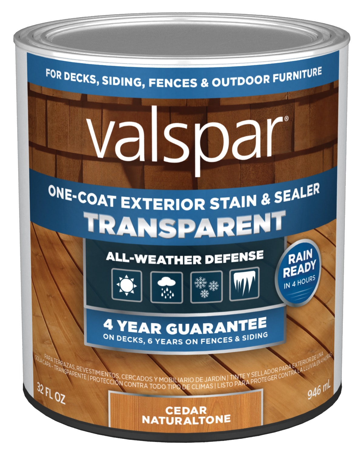 Valspar Pre-tinted Cedar Naturaltone Transparent Exterior Wood Stain ...