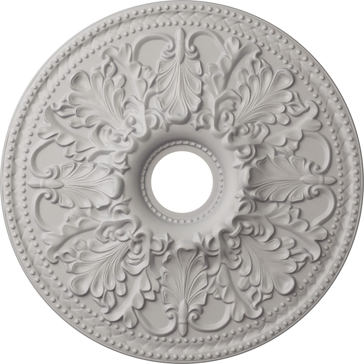 Ekena Millwork CM23ASUWF Ashley 23.875-Inches W x 23.875-Inches L Painted Ultra Pure White Polyurethane Whole Ceiling Medallion