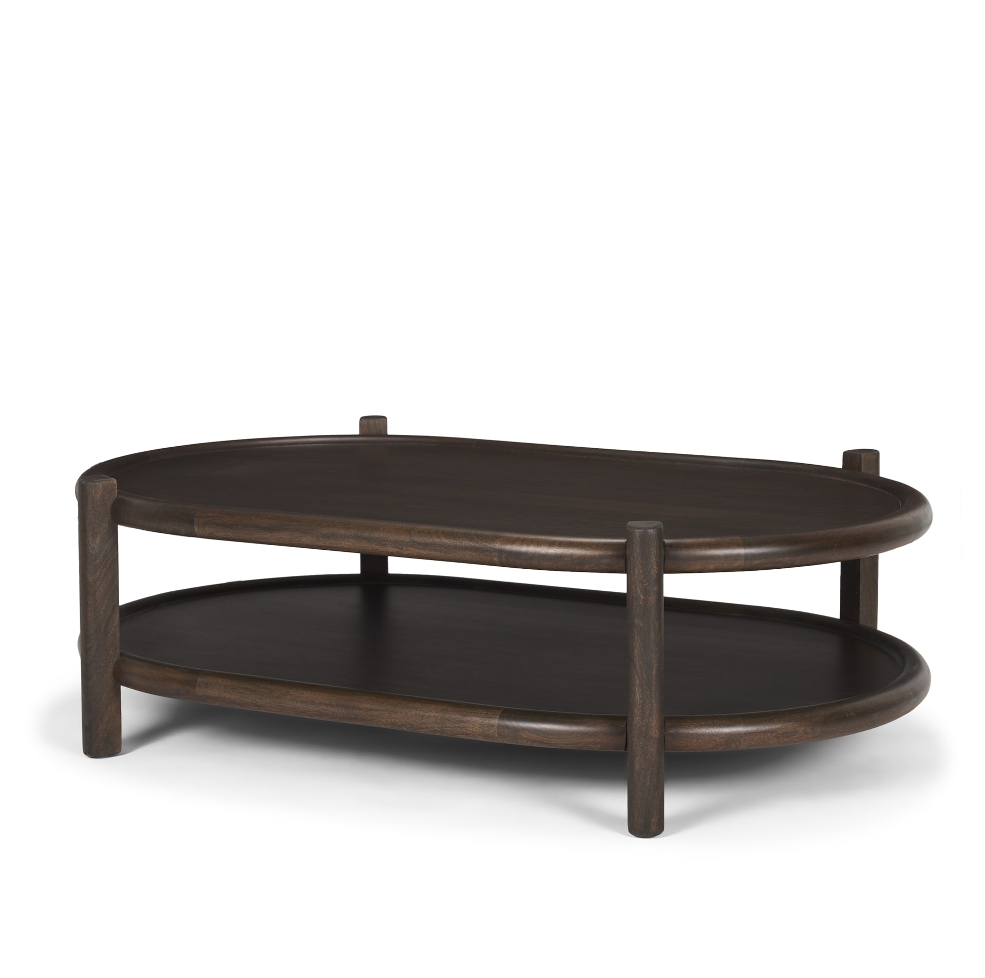 Mercana 70639 Farmhouse Oval Wood Plain/Smooth Mango 55.5-in W x 17-in H Coffee Table