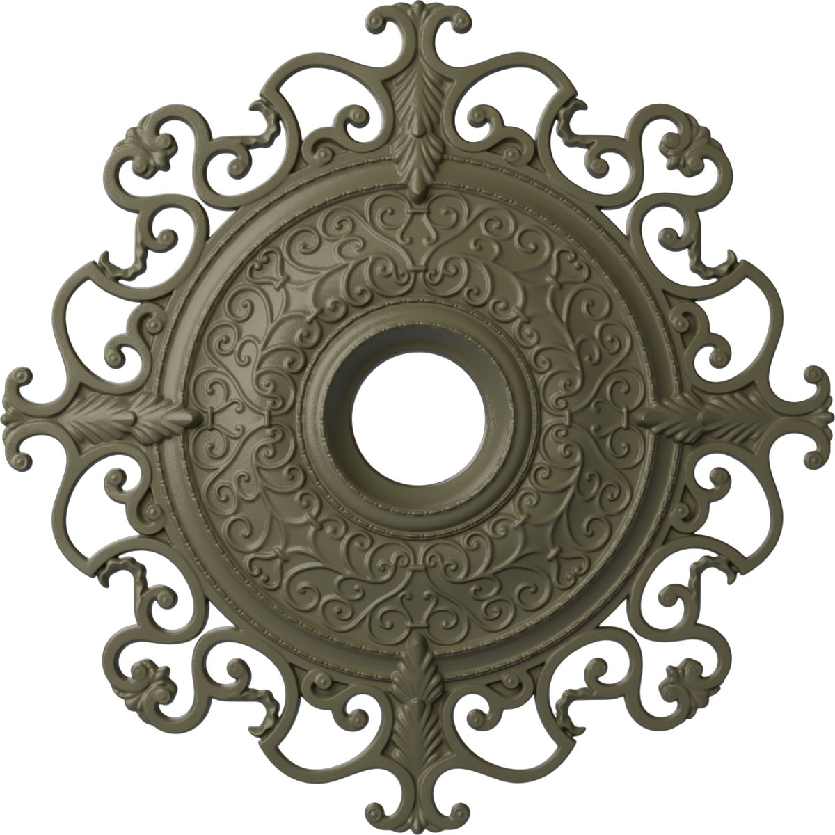 Ekena Millwork CM38OLSSF Orleans 38.375-in W x 38.375-in L Painted Spartan Stone Polyurethane Whole Ceiling Medallion