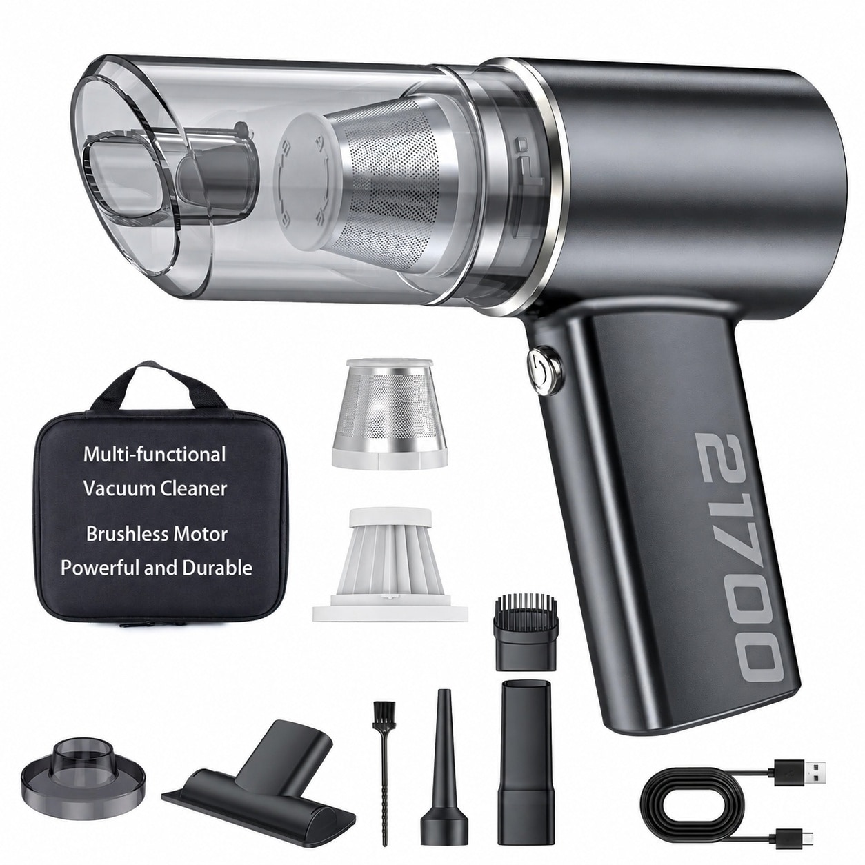 Anqtovp  Cordless Car Vacuum Portable with Brushless Motor and High Suction Power 3 in 1 Air Duster Blower and Pump Mini Handheld Cleaner for Home