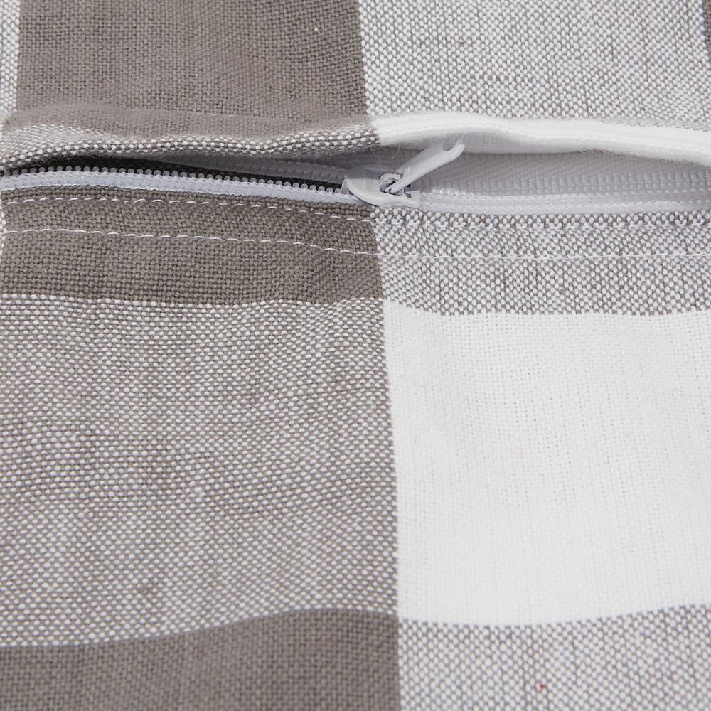 Gray and White Cotton Polyester Euro Gingham Check Pillowcase Set