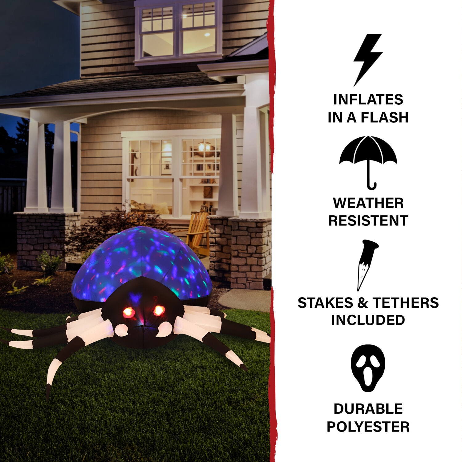 Haunted Hill Farm HISPIDER062-L Outdoor-Halloween-Decor - View #2