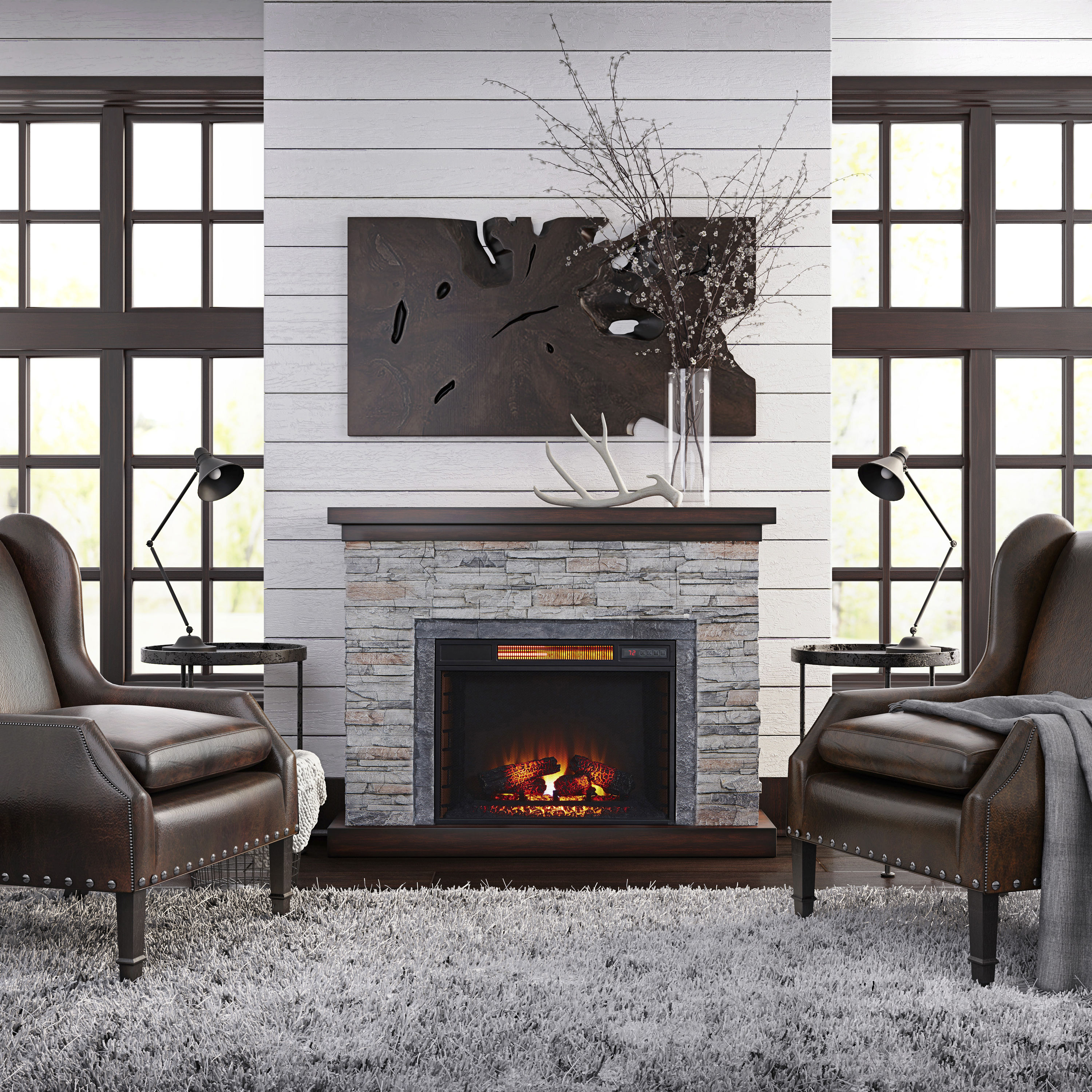 Duraflame 54-in W Flagstone Infrared Quartz Electric Fireplace at Lowes.com