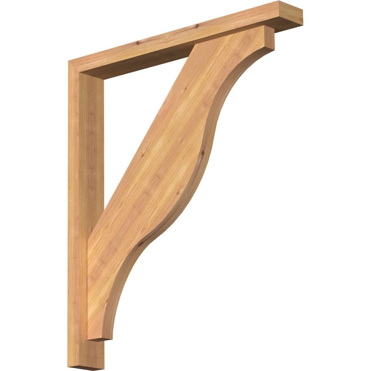 Ekena Millwork 1462327 Funston Block Smooth Bracket with Offset Brace Western Red Cedar Wood Standard Bracket