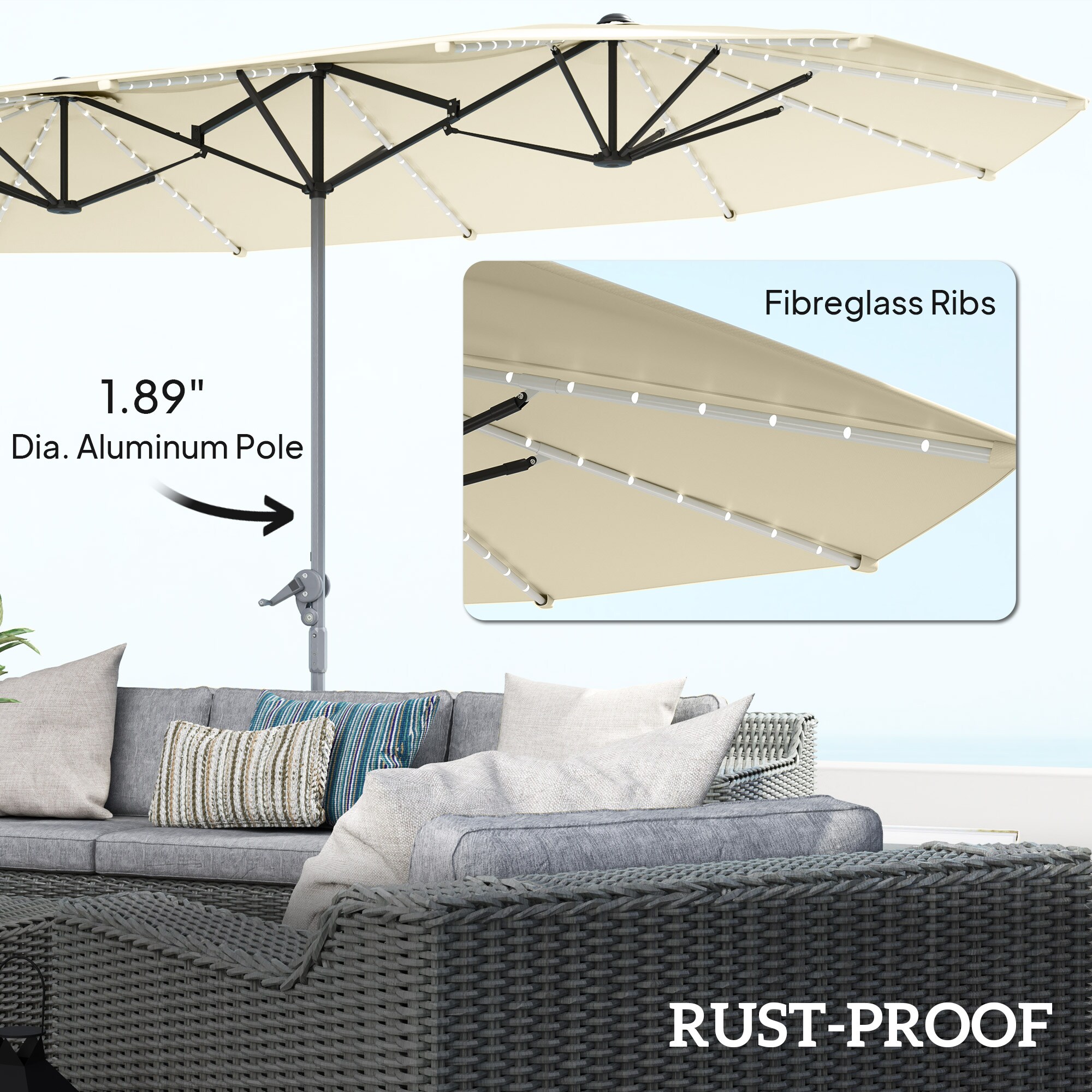 Outsunny 84D-438V00CW Umbrellas-2 - View #6