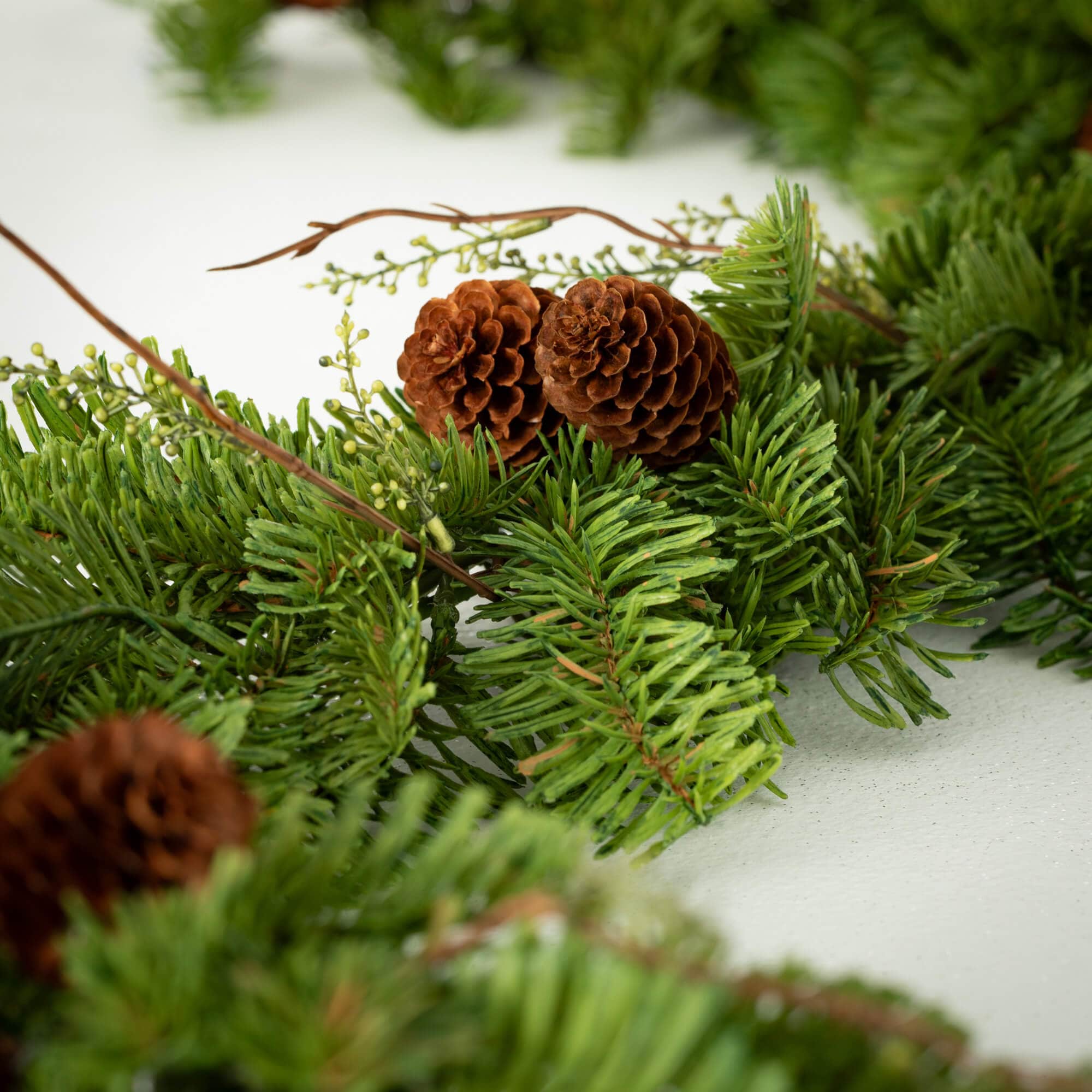 72" Green Artificial Pine Christmas Garland with Pine Cones