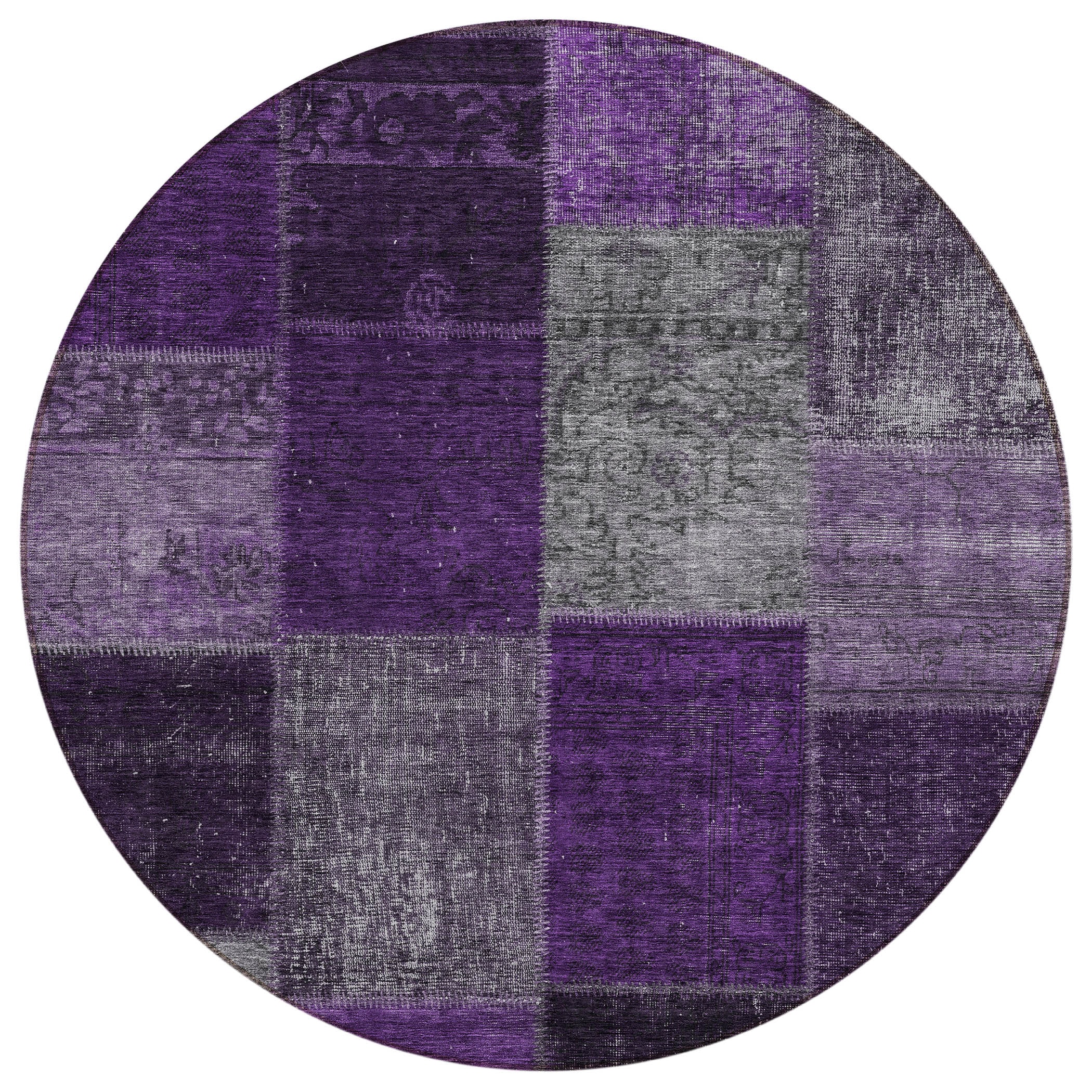 Addison Rugs ACN663EG8RO Chantille ACN663EG 8 x 8 (ft) Polyester Purple Round Indoor/Outdoor Geometric Machine washable Area rug