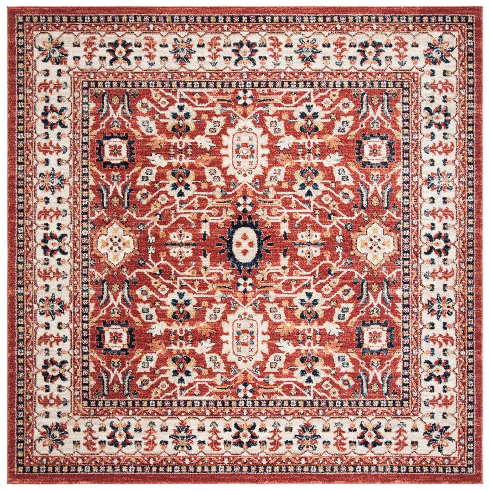 Safavieh CHL412Q-7R Charleston Gabbeh 7 x 7 (ft) Loomed Polypropylene Red/Ivory Round Indoor Distressed/Overdyed Oriental Area rug