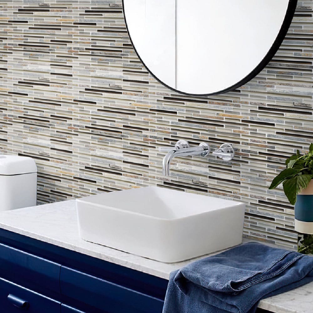 Apollo Tile Gray Brown 11-in x 11-in Polished Glass Stone Marble Mixed Pattern Wall Tile (4.83-sq. ft/ Carton)