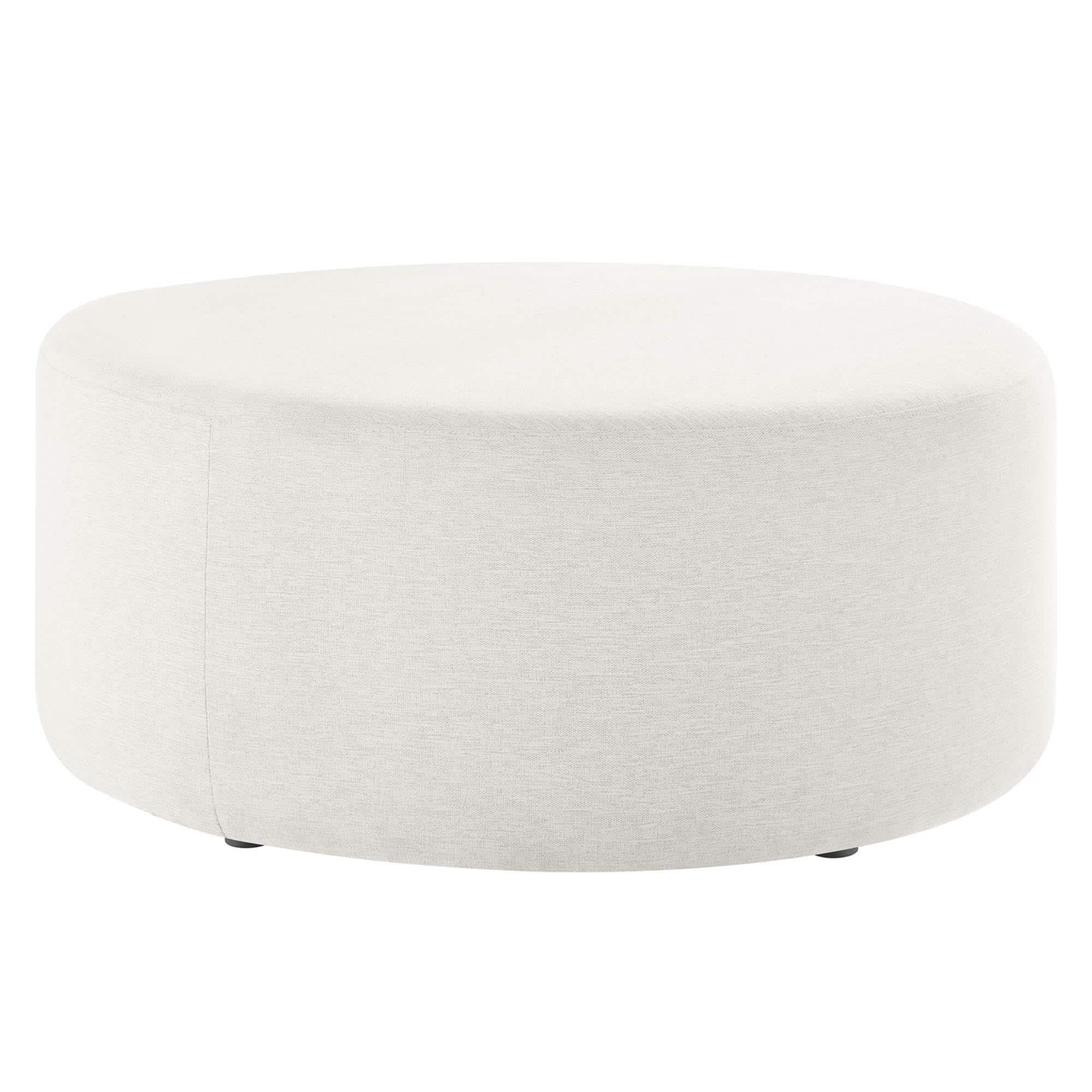 Modway - Callum Large 38-in Round Woven Heathered Fabric Upholstered Ottoman in Heathered Weave ...
