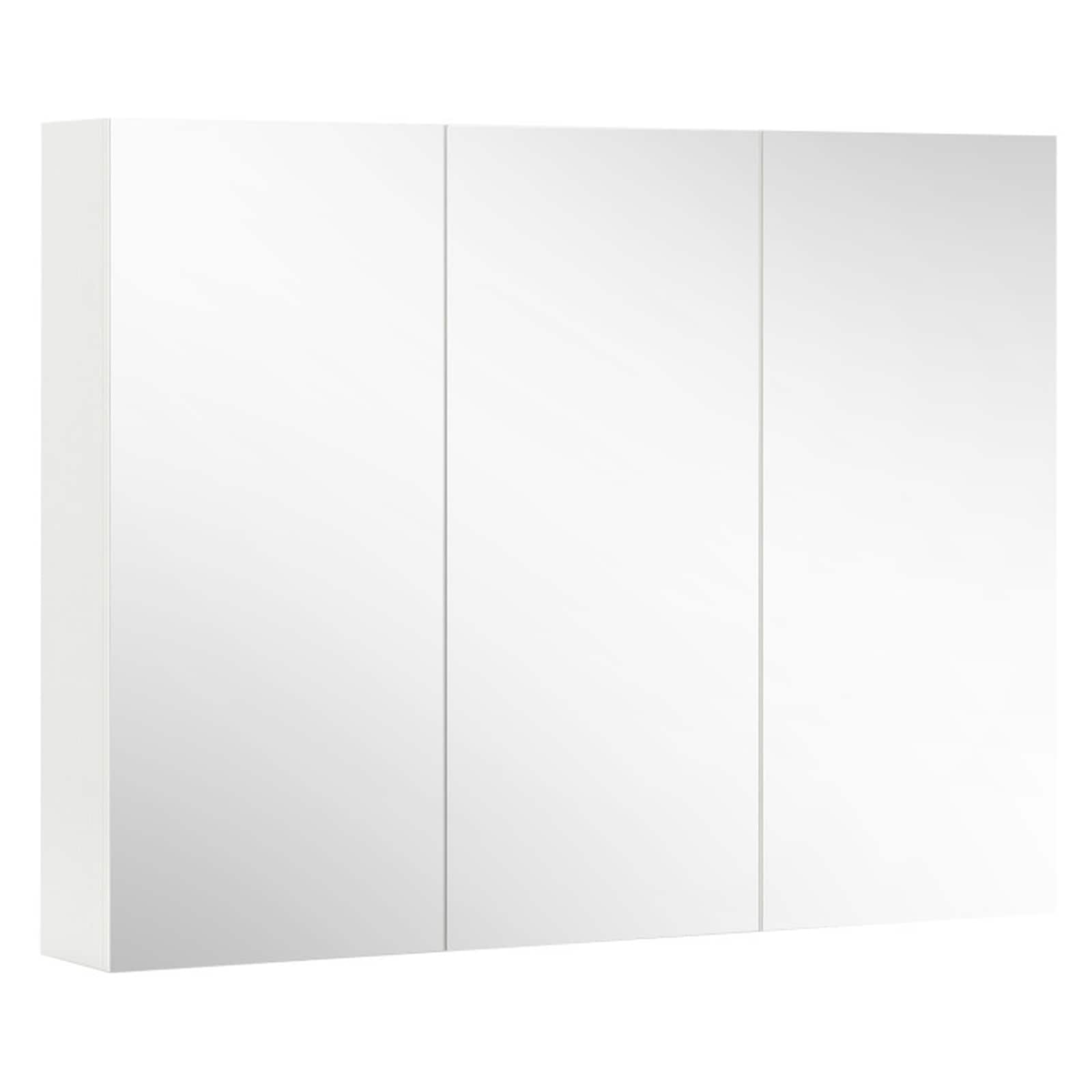 SUGIFT Frameless 3-Door Bathroom Medicine Cabinet Wall Mounted Mirror Storage 34.5-in x 5-in x 25.5-in with 6 Compartments and Soft-Close Hinges for Bath Hallway Entry