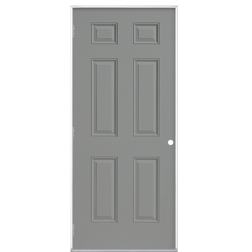 Masonite 740822 36-in x 80-in Steel No Glass Right-Hand Outswing Primed Single Front Door Insulating Core