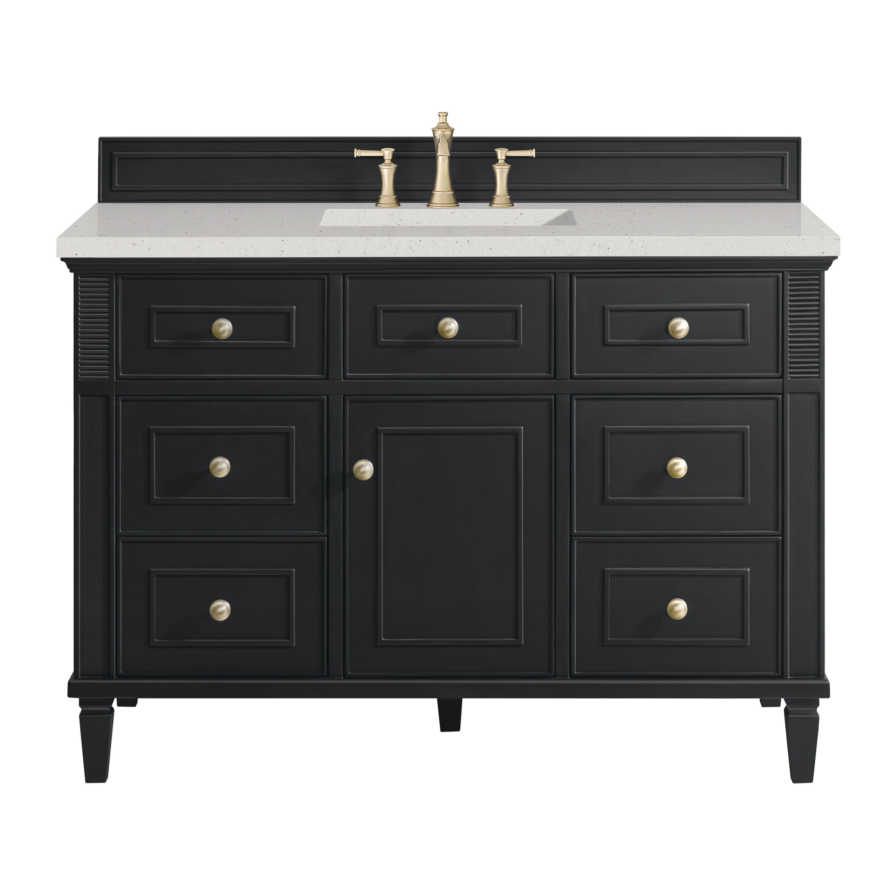 James Martin Vanities 424-V48-BKO-3LDL Lorelai 48-in Black Onyx Undermount Single sink Bathroom Vanity with Lime Delight Quartz Top