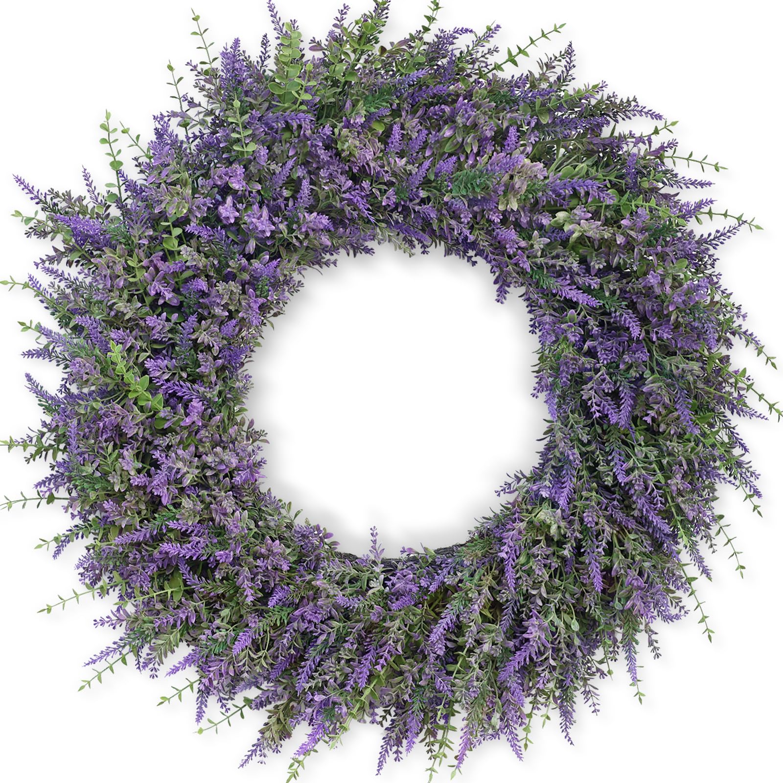 AKSCYZM  32 Inch Large Eucalyptus and Lavender Wreath for Front Door Porch Window Artificial Leaves and Lavender Home Farmhouse Wall Decor All