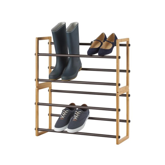 Winsome Wood Mercury 2-PC Stackable Shoe Rack, Natural Wood, 4