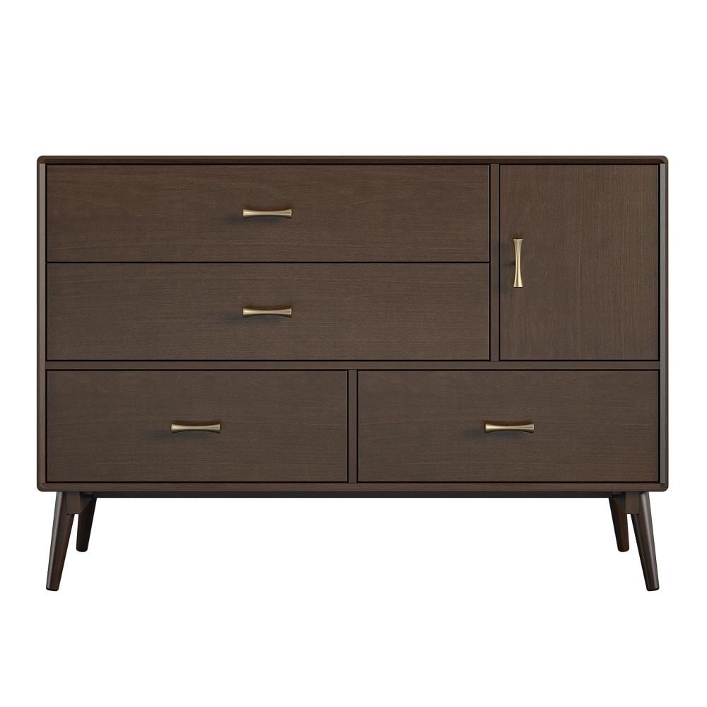 Ameriwood Home Novogratz Brittany Wide 4 Drawer Dresser Walnut in