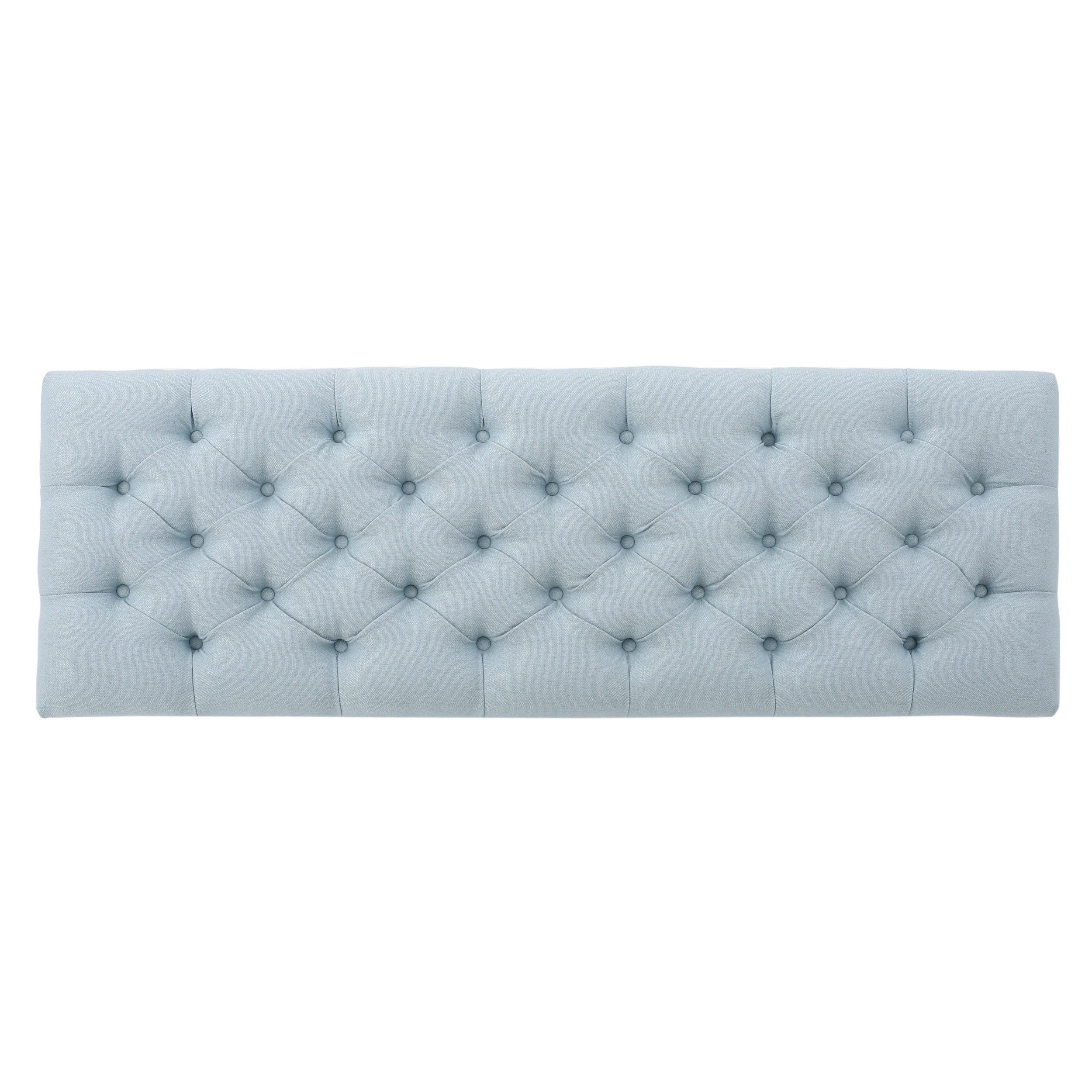 Light Blue Button-Tufted Upholstered Storage Ottoman Bench