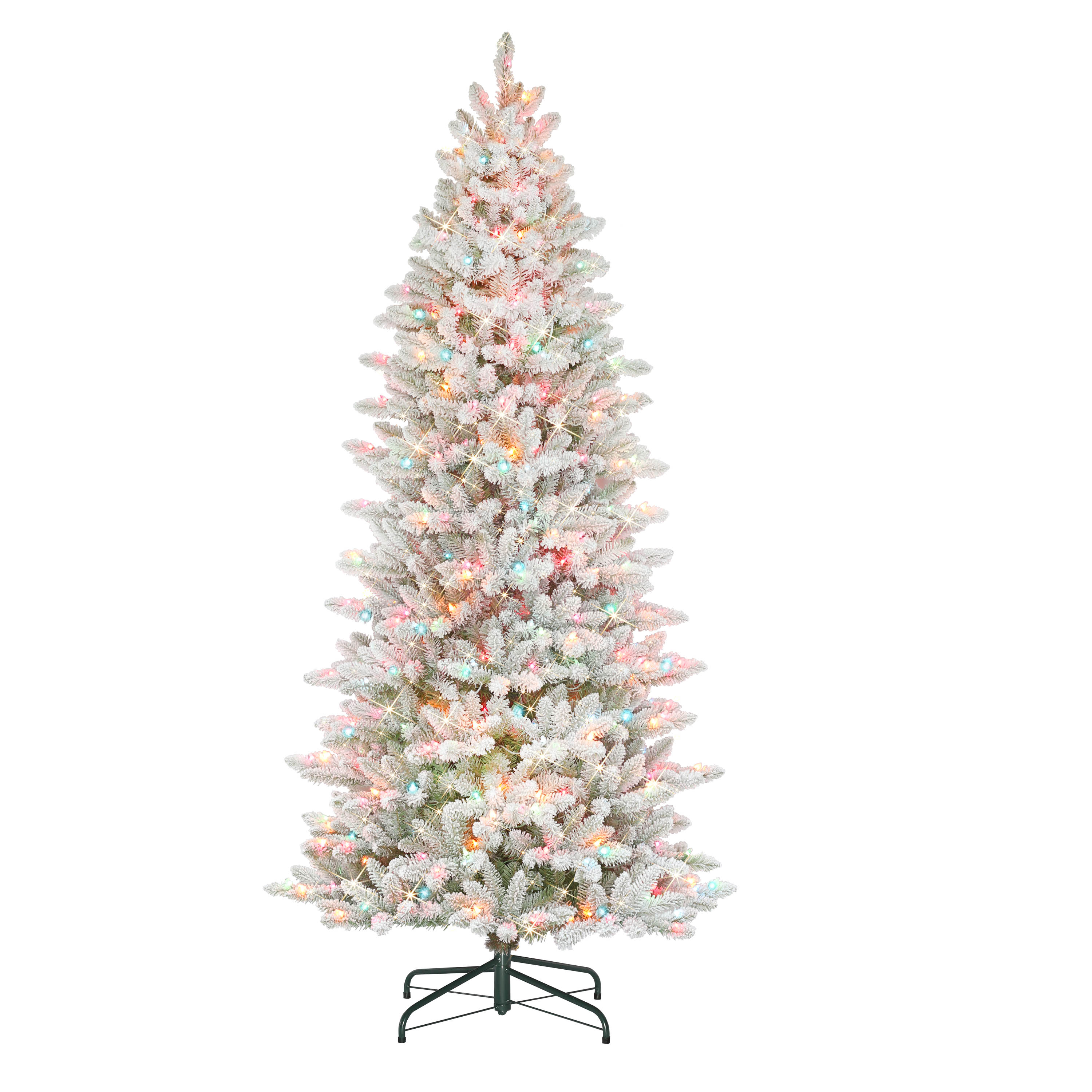 Puleo International 253-FFSLFA-75M5 7.5-Feet Fraser fir Pre-lit Flocked Artificial Christmas Tree with Multicolor Incandescent Lights