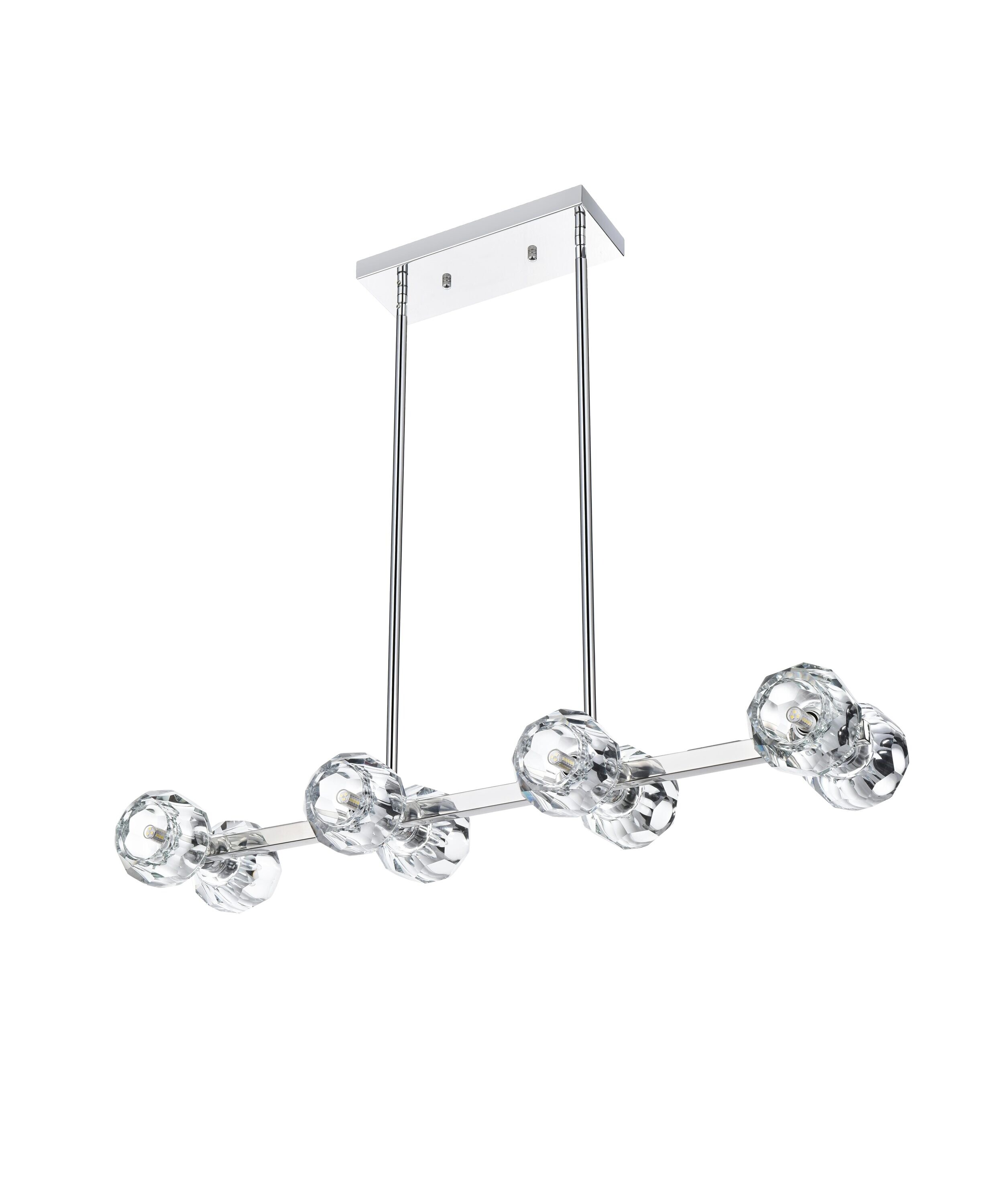 Eren 31-inch Chrome Pendant Light with Crystal Shades