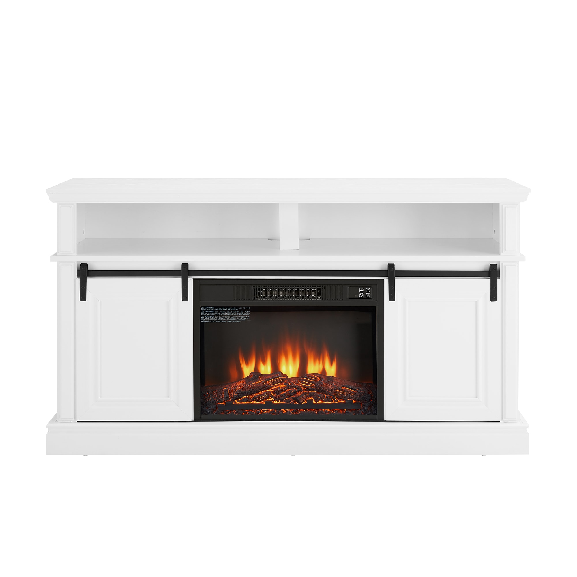 SINOFURN SYC160008WT 58.11-Inches W White TV Stand with LED Corner or flat wall Electric Fireplace